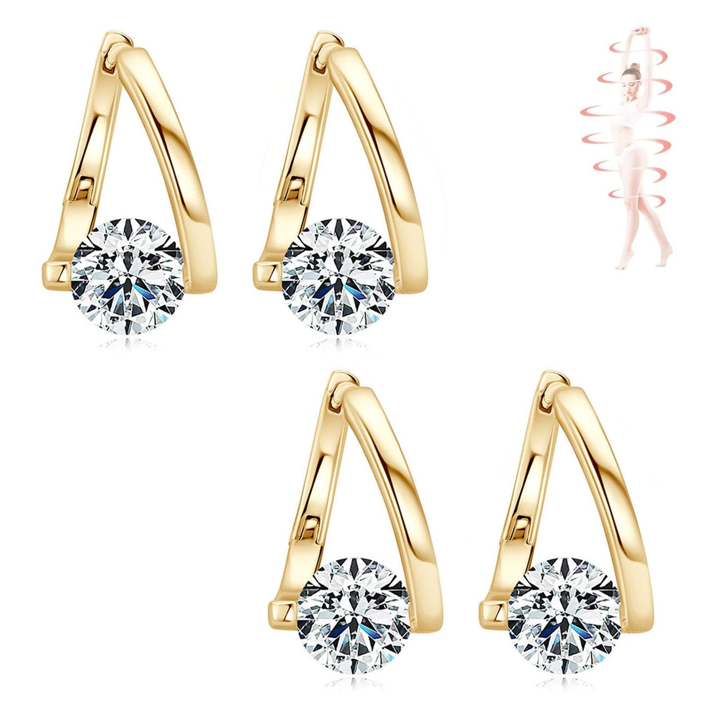 Honorable Joy Lymphatic Earrings for Women, Lovefinity™ Lymphatic Magnetotherapy Earrings Halolux Lymphvity Germanium Hoop Earring Jewelry(Gold&Gold)