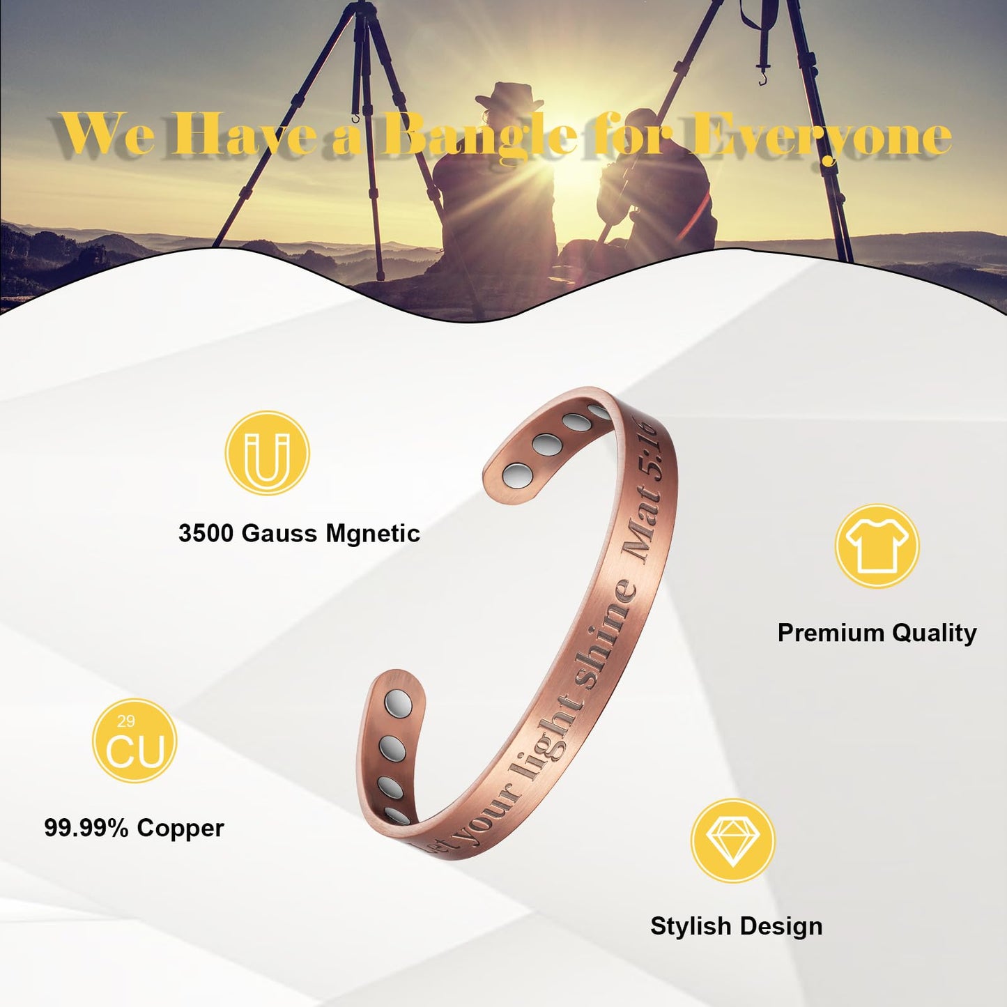 EnerMagiX Copper Magnetic Bracelet for Women, 99% Pure Copper Adjustable Bracelet, Fashsion Jewelry Presents (0946Q2)