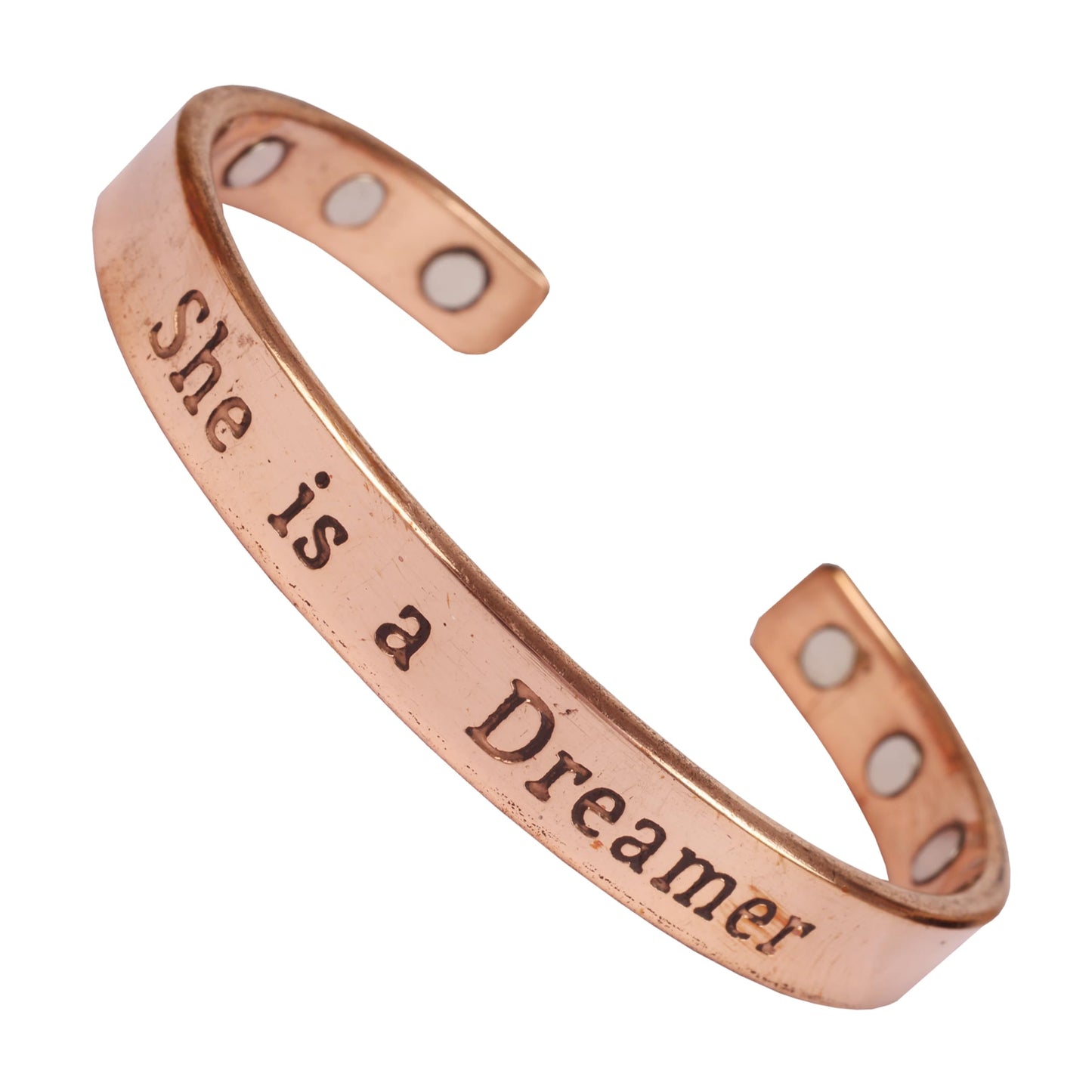 Touchstone Inspirational Copper Engraved Magnetic Bracelets for Women-Personalized Jewelry Gifts for Best Friend/Mom/Daughter/Sister - Adjustable Bracelet in a Gift Box She is a Dreamer