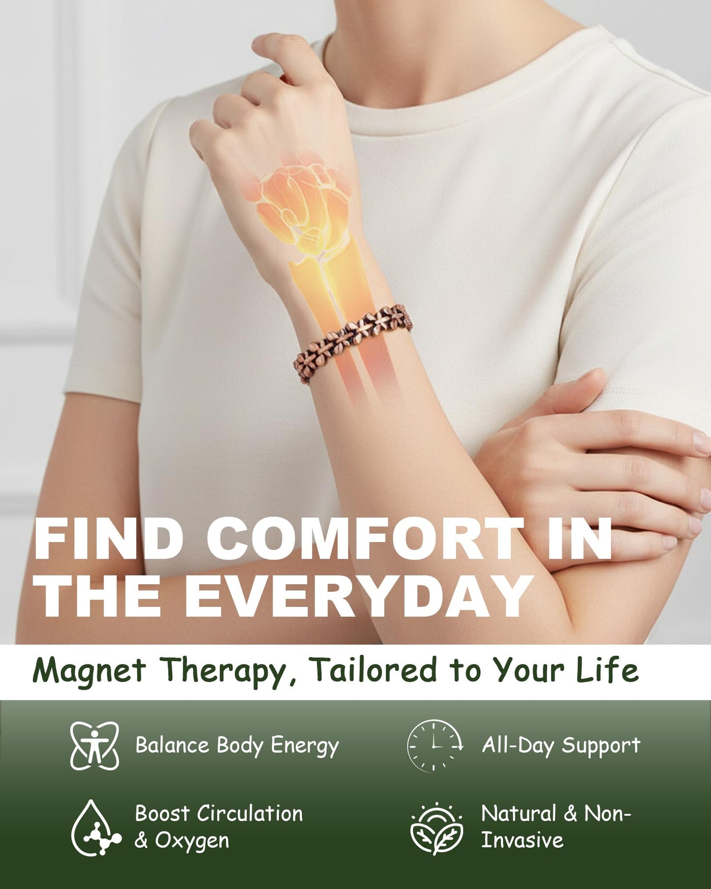MagEnergy Copper Bracelet for Women, 99.99% Pure Solid Copper Bracelet with 3500 Gauss Magnetic, Adjustable, Jewelry Gift (Copper-Butterfly+Ring/B)