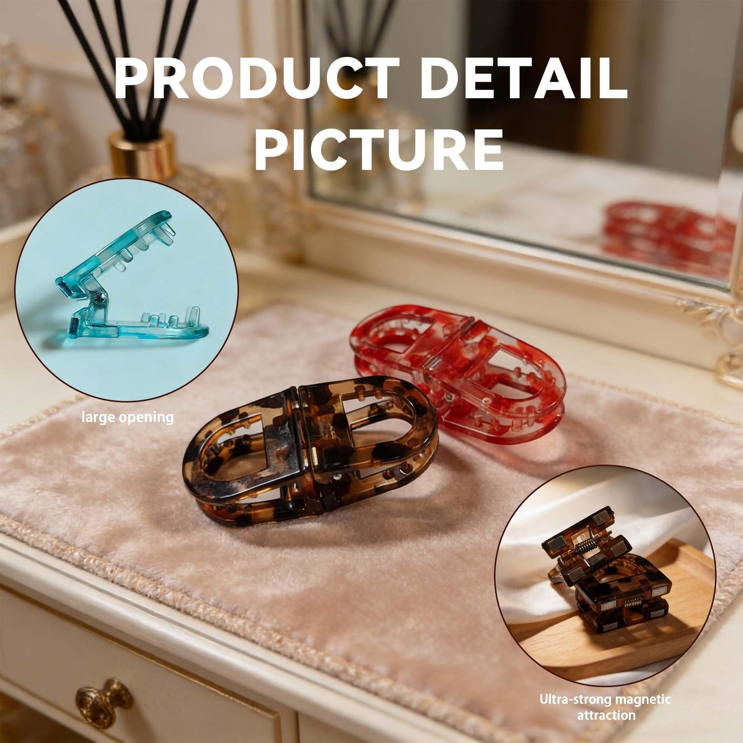Upgrade Magnetic Hair Clips,Strong Hold Magnetic Styling Clips,Suitable for various hair types and everyday styling (E)