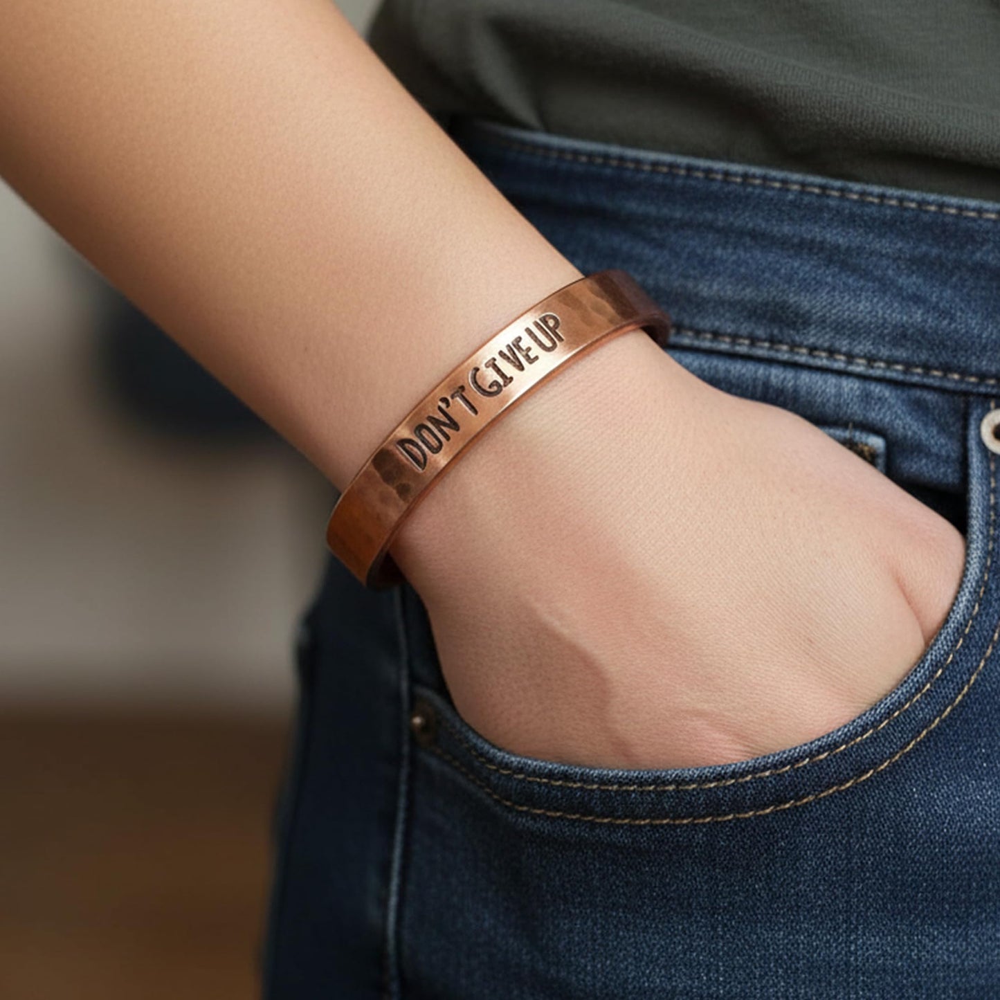 Touchstone Inspirational Copper Engraved Magnetic Bracelets for Women-Personalized Jewelry Gifts for Best Friend/Mom/Daughter/Sister - Adjustable Bracelet in a Gift Box Don't Give Up