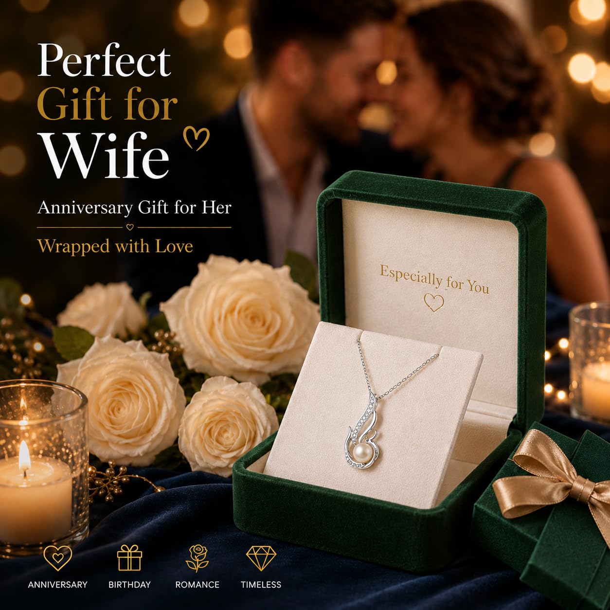 NONNYL Gifts for Wife Women Necklace Gifts for Women-Mothers Day Gift for Mom Her Wife Coules Girlfriend- Wedding Birthday Anniversary Jewelry, Christmas Day Valentine's Gift, Pearl Necklaces