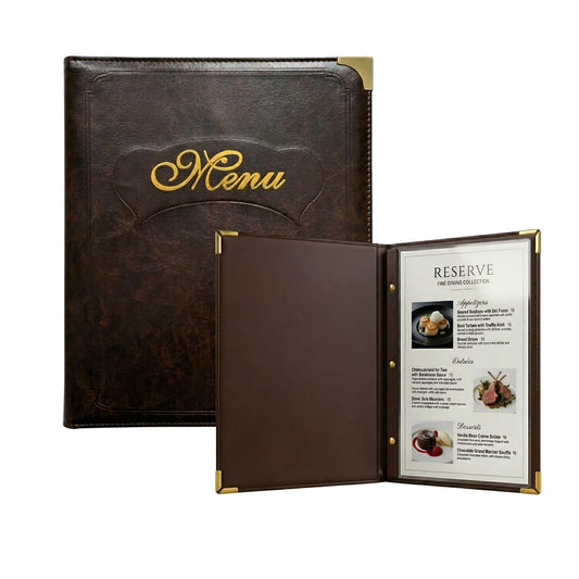 Premium Faux Leather Menu Cover 2-Pack | Stylish & Durable 8.5 x 11 Inch | Restaurant Menu Books with 7 Pages (14 Views) | Perfect for Wine Lists, Cafes, Bars & Hotels