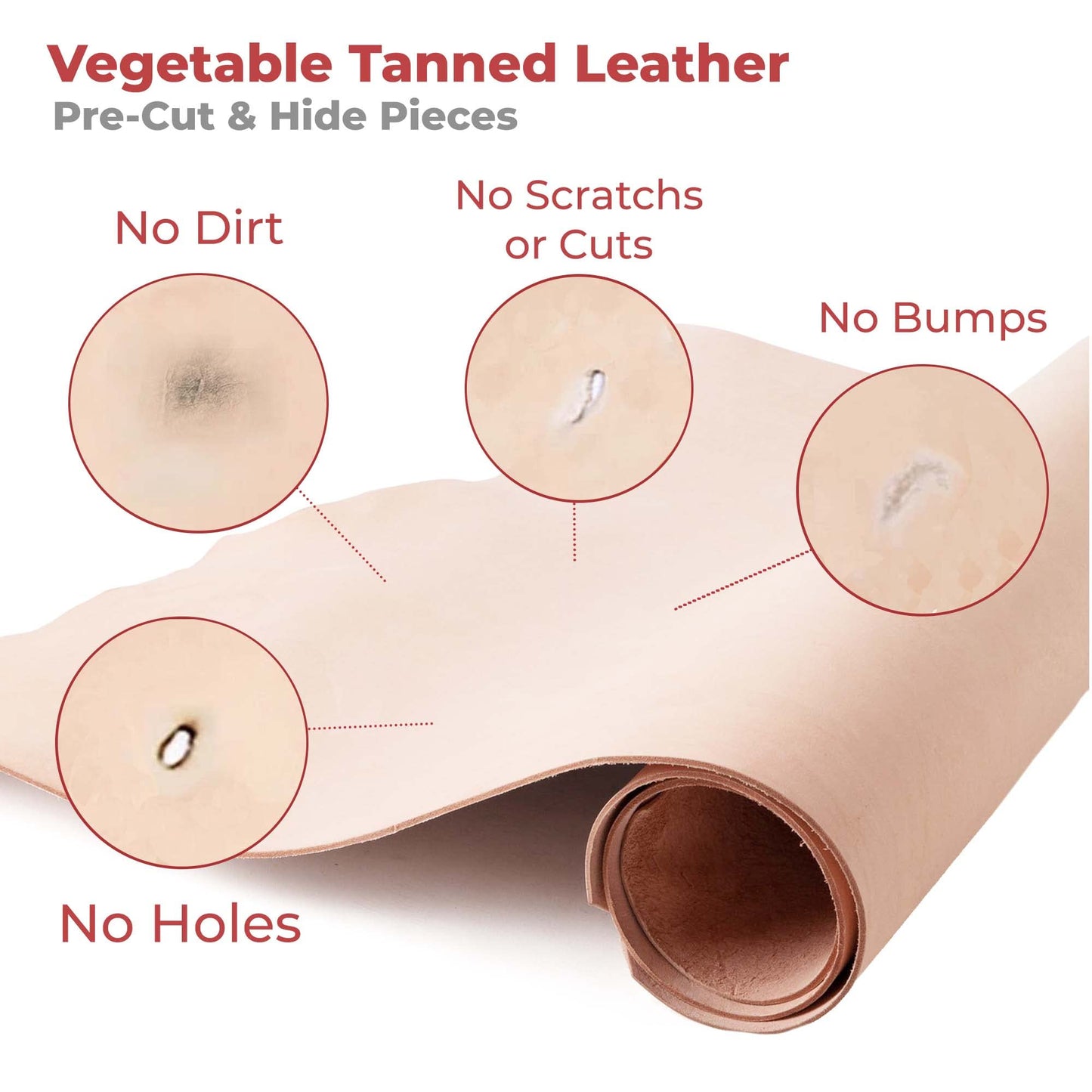 ELW 6-7 oz (2.4-2.8mm) Thickness Weight 10"x24" Vegetable Tanned Leather Cowhide Grade AB Full Grain Leather for Tooling, Carving, Engraving, Molding, Embossing, Stamping, & Dyeing