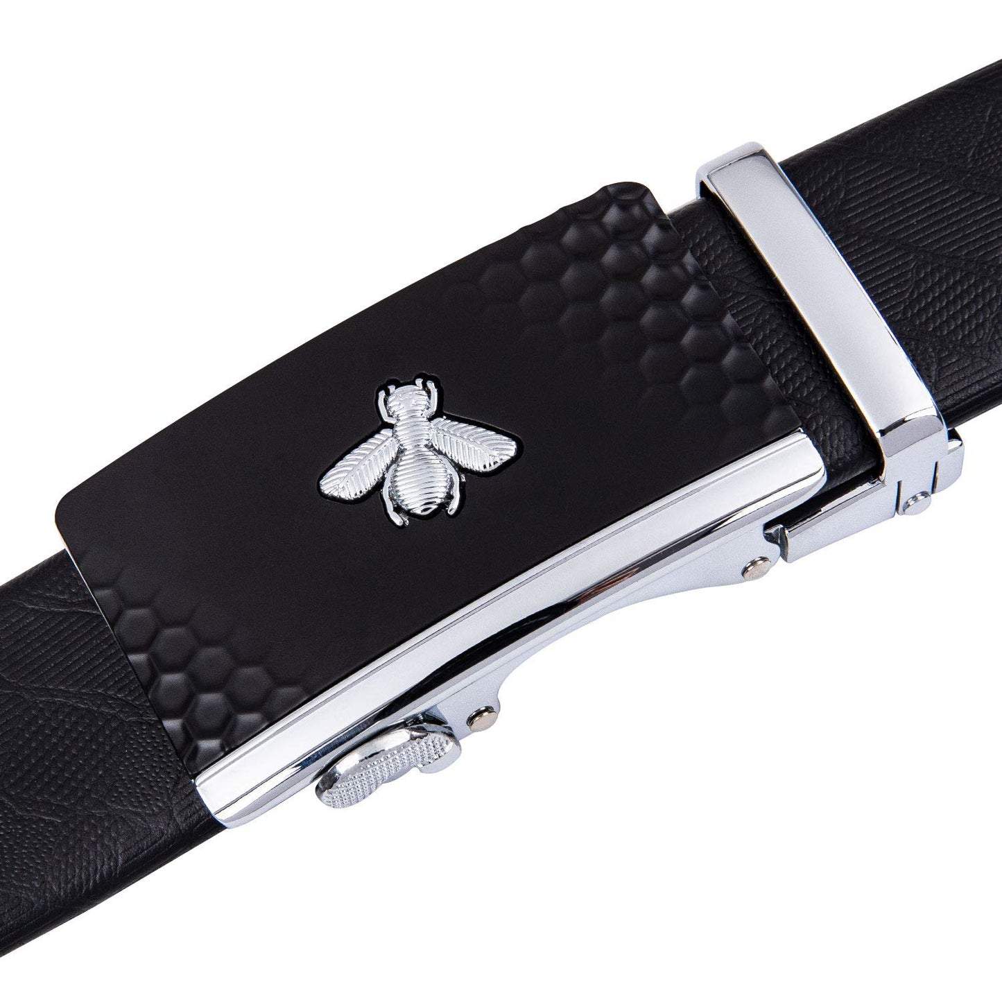 Barry.Wang Men's Ratchet Leather Belt 1 3/8" Adjustable Buckle Sliding Click Designer Casual Dress Golf Belts Fashion Valentine’s Day