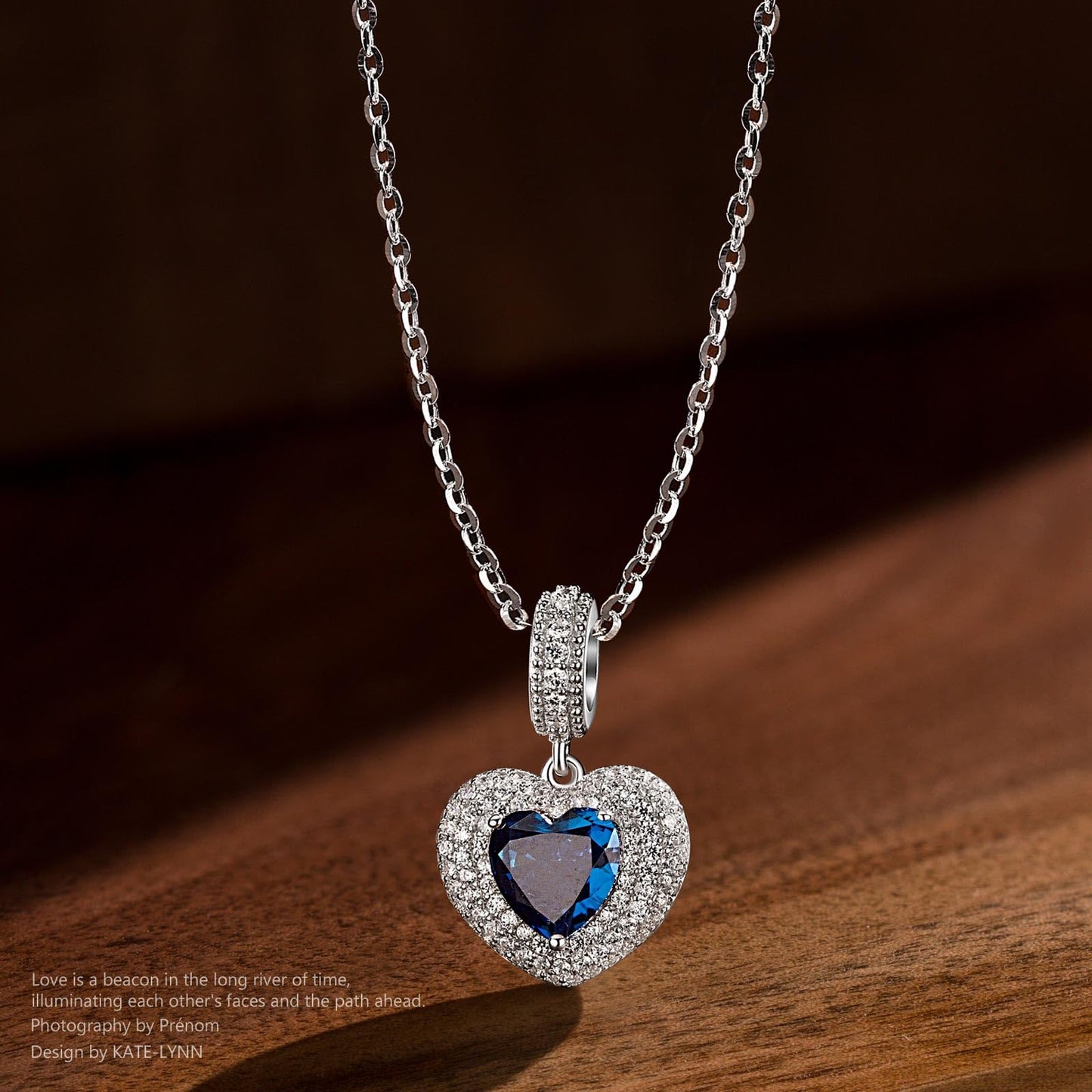 Kate Lynn Heart Necklaces for Women Love Pendant Necklace Sapphire Crystal Jewelry, Birthday Gifts for Women Girlfriend Christmas Anniversary Jewelry for Her, Valentine's Mothers Day Gifts for Mom Wife Daughter