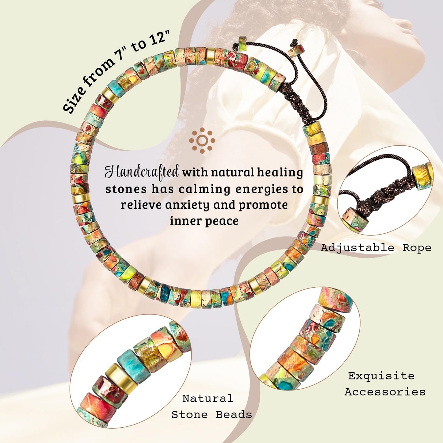 ZOKCC Cheer Up Bracelets Gifts for Women - Healing Natural Stone Bracelets - Inspirational Friendship Gifts for Women Friend Sister Bestie BFF