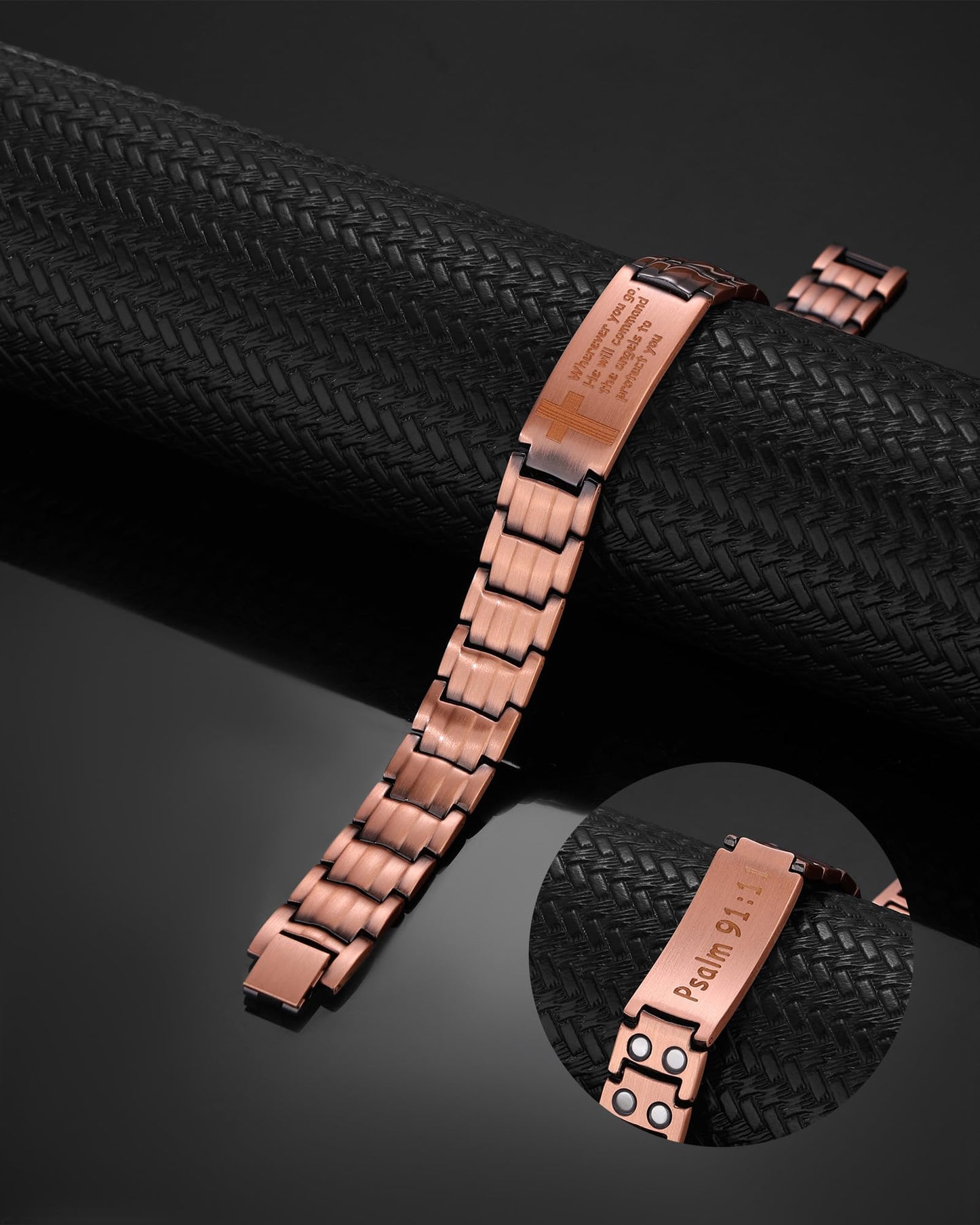 MagEnergy Copper Bracelet for Men, Christian Magnetic Bracelet with Ultra Strength Magnets, Adjustable Copper Biblical Cross Bracelet, Jewelry Gift(Sizing Tool)