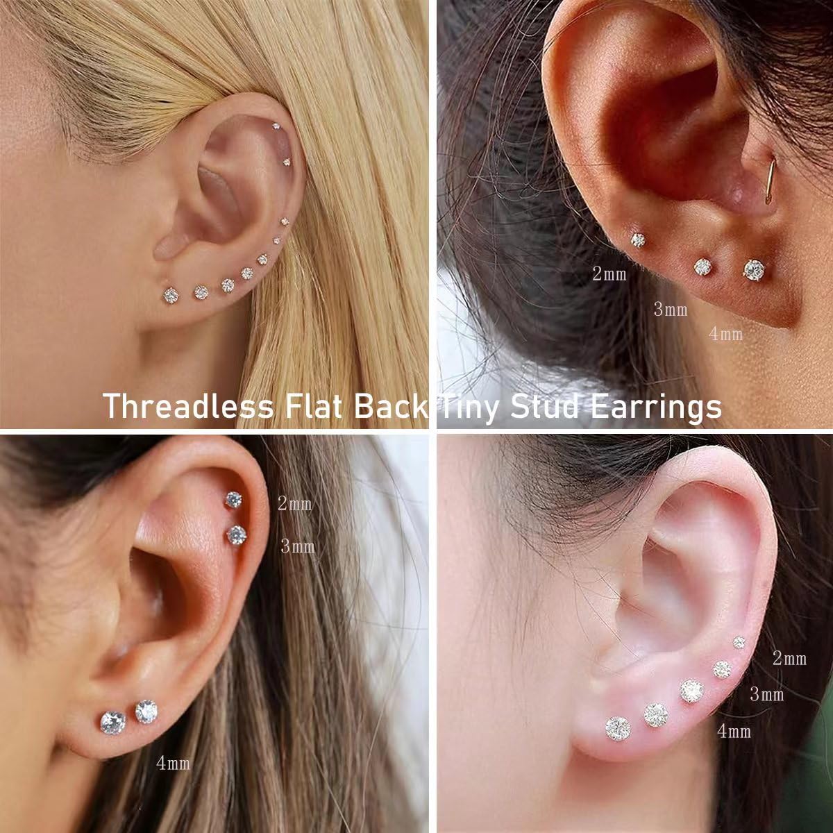 Hypoallergenic Stainless Steel Cubic Zirconia Earrings Set for Women Multi Pack Cubic Zirconia Earrings for Men 5 Pairs 4-8mm Titanium Stainless Steel Silver Diamond Black, Titanium Stainless Steel