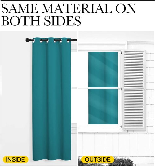 NICETOWN Blackout Curtains - Thermal Insulated Grommet Design for Elegant Bedrooms | 63-Inch Length, Peacock Teal, 2 Panels