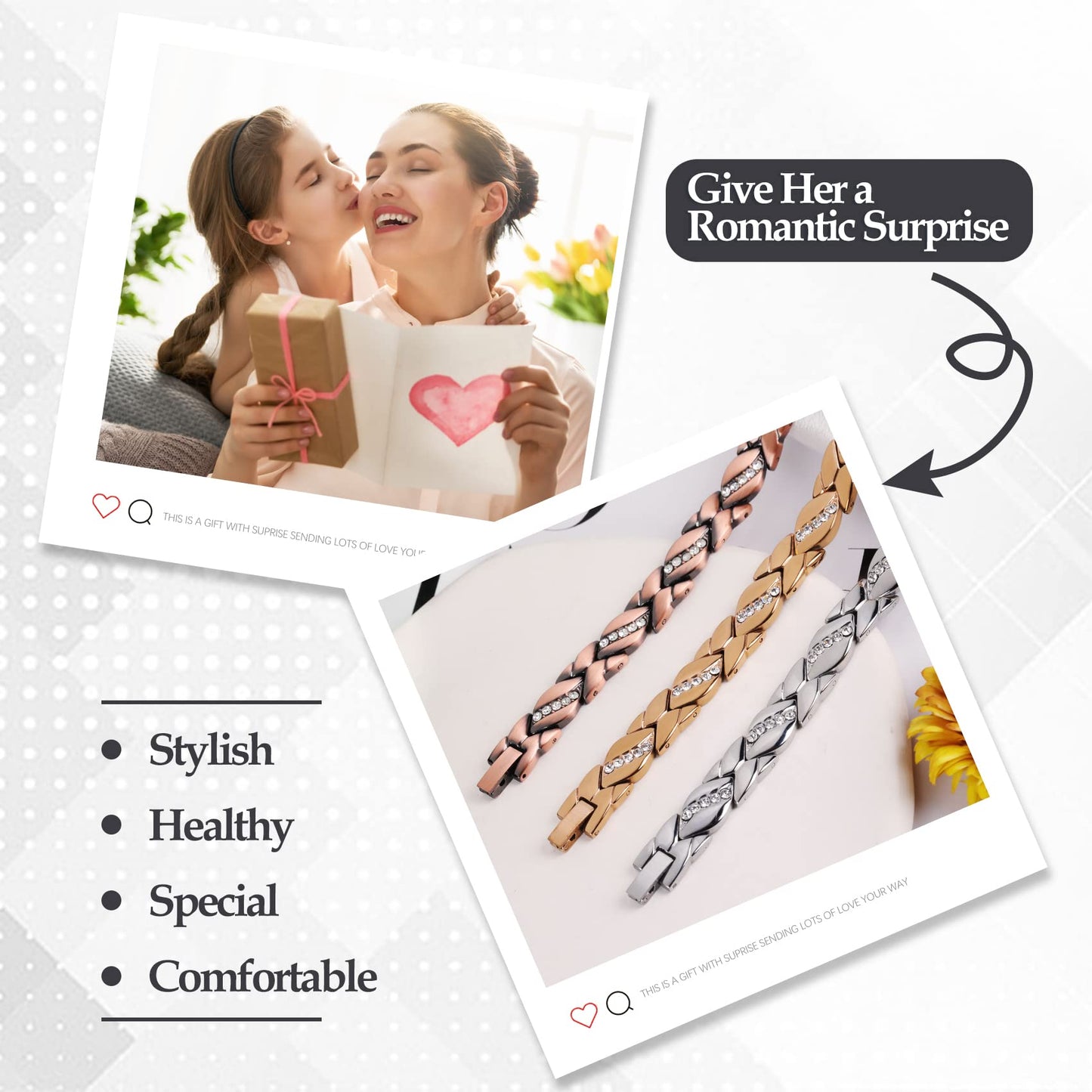 Jecanori Pure Copper Bracelets for Women,Ultra Magnetic Bracelets for Women with 3500 Gauss Magnets,Crystal Valentine's Day Jewelry Gift, Sizing Tool