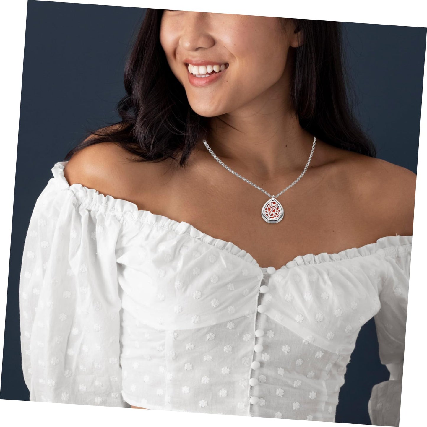 KONTONTY Hollow Out Stainless Steel Aromatherapy Pendant Necklace for Women Essential Oil Diffuser Jewelry Tear Drop Shape with Perfume Locket for Moms