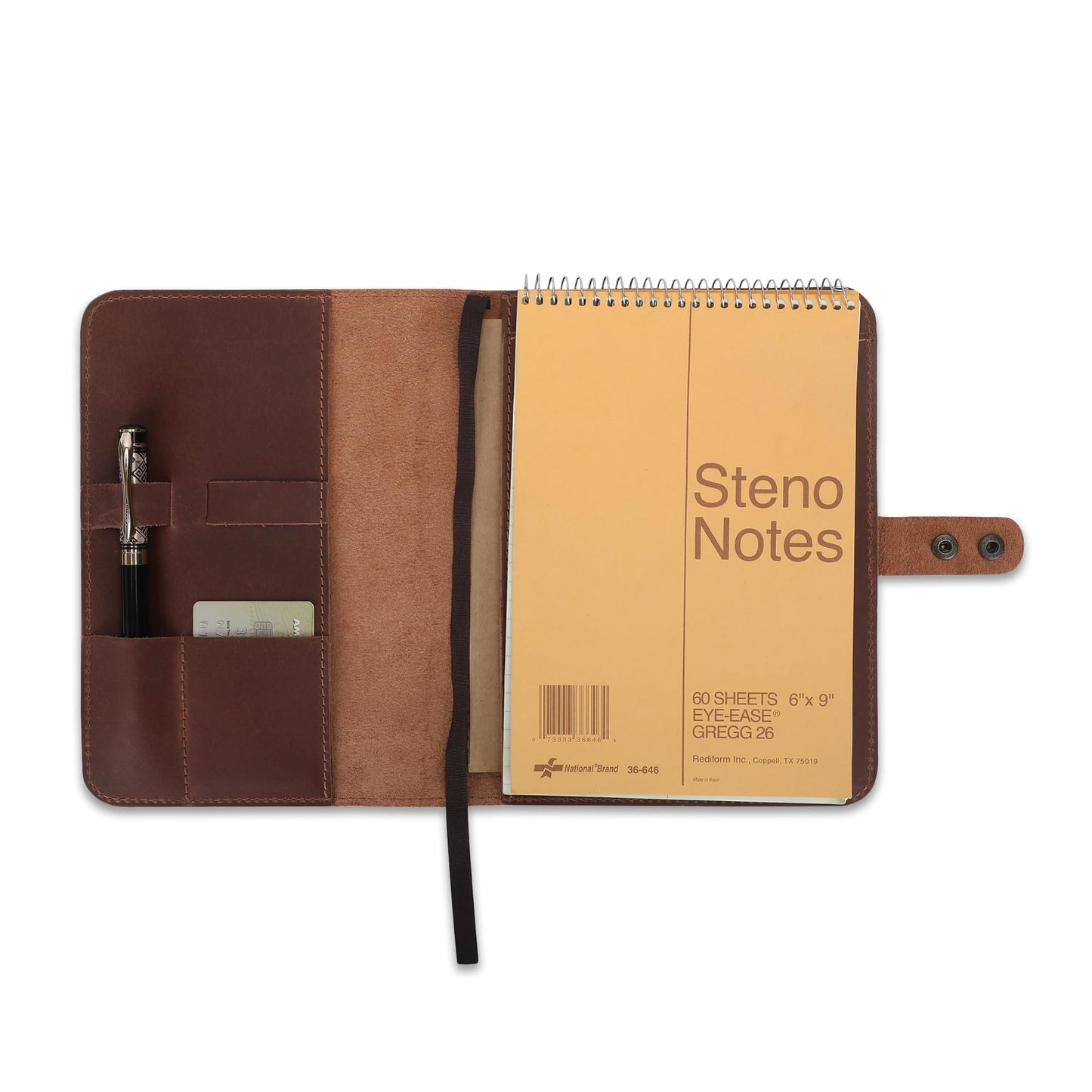 CestAntiQ Journal Cover – Rustic Leather Cover for 6x9 Top-Bound Spiral Steno Notebook, Handmade Refillable Cahier Cover, Leather Organizer for Journaling, Note Taking, Gifts (Tan)