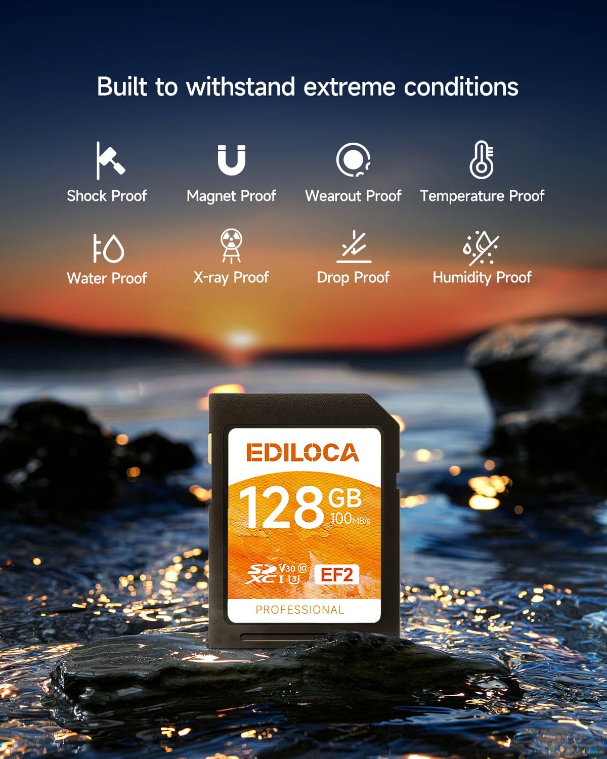 Ediloca 128GB 2 Pack 90/20MB/s, C10, U1, V10, 4K 128GB, EF2-2PCS UHS-I SD Card UHS-I Memory Card Fast Storage