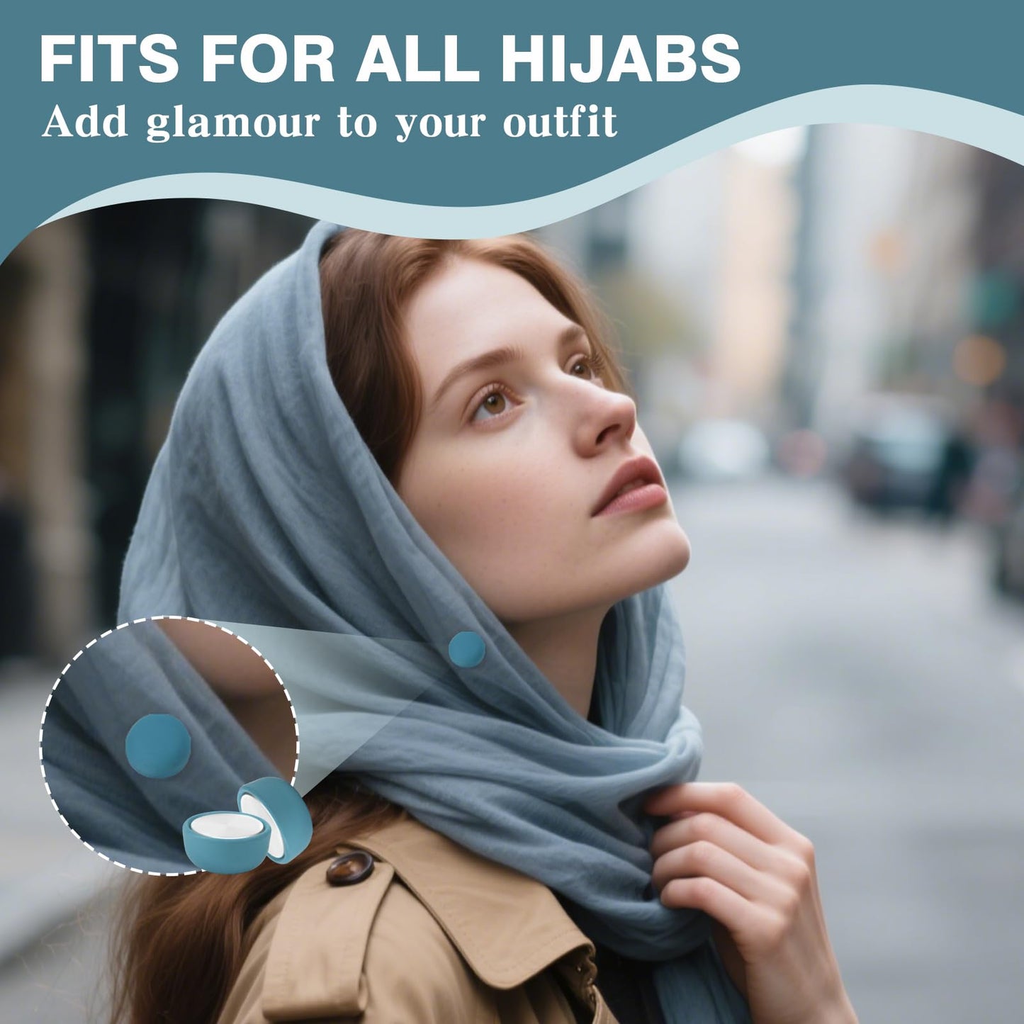 12 Pairs Hijab Magnets Strong Hijab Pins for Women Pinless Magnetic Clothing Clips for Scarf Veil Shirts Dress Muslim Islamic Gifts for Women - Round