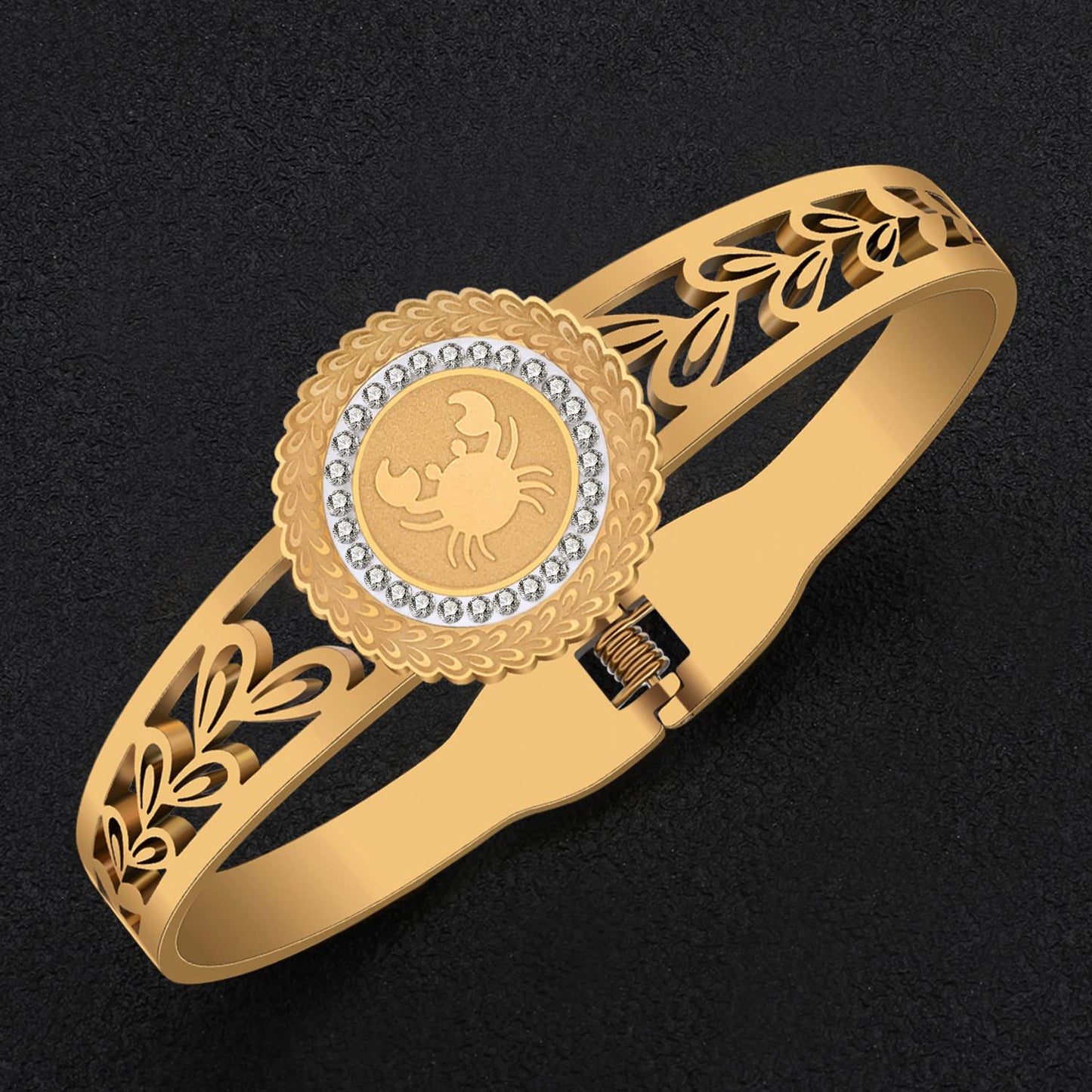 YAYAKO Stainless Steel Constellation Bracelets Bangle Zodiac Gifts for Women Birthday Gifts (Cancer 044)