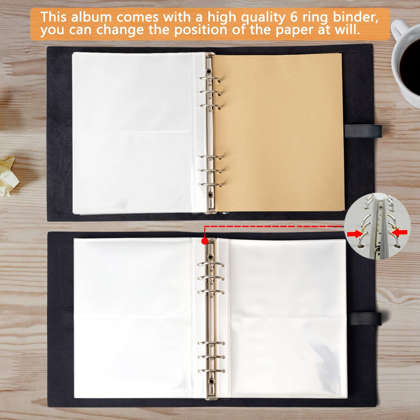 Photo Album 4x6 200 Photos,Genuine Leather Photo Albums with Writing Space with 30 Writing Paper, Travel Family Wedding Kids Graduation Ultrasound Baby Picture Album Scrapbook Photo Album（Love Tree）