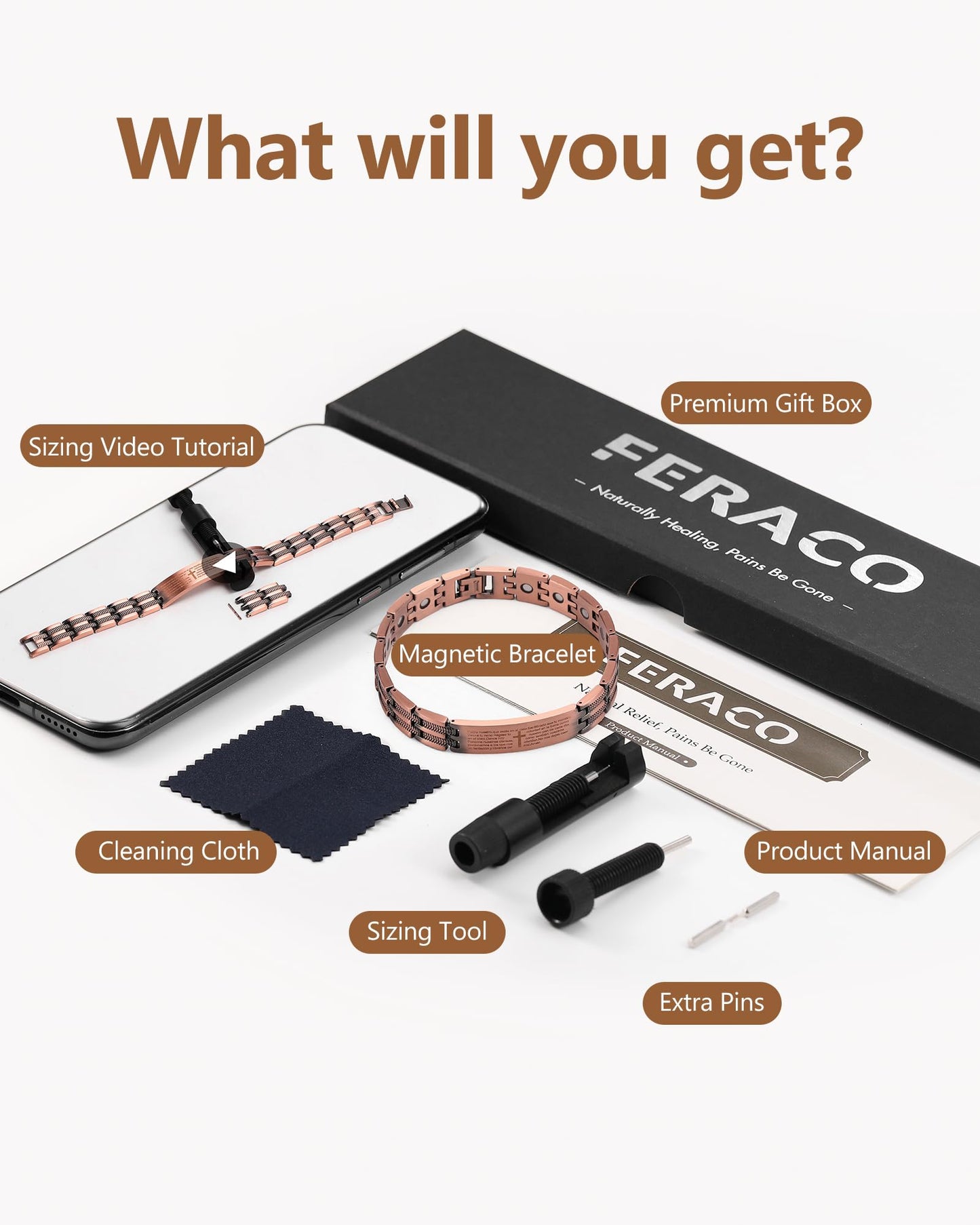 Feraco Copper Cross Bracelet for Men,Magnetic Therapy Cooper Bracelets with Magnets, Men's 99.99% Pure Copper Jewelry