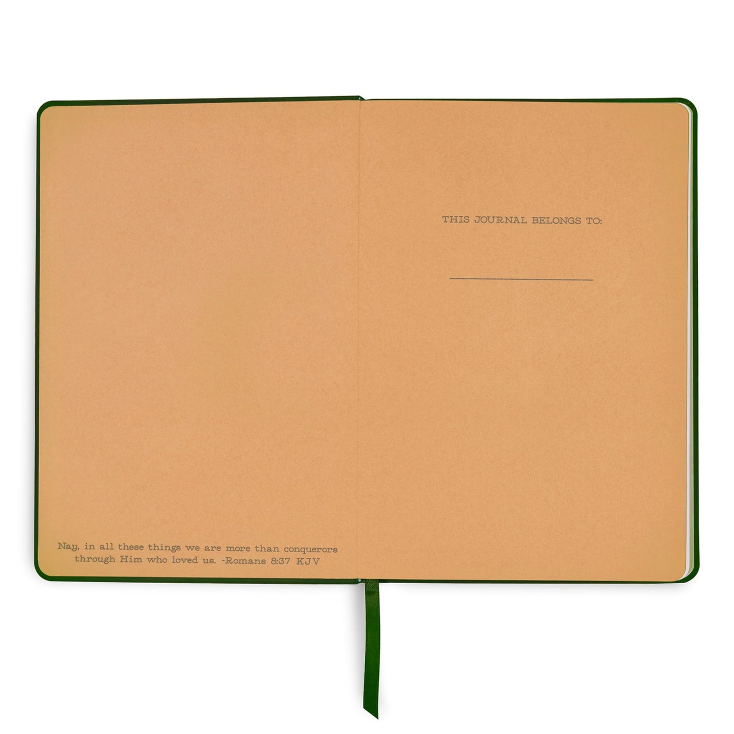 Steel Mill & Co Faux Leather Journal, 8.5” x 6” Scripture Quote Notebook with 160 Lined Pages, Book-Bound, Dark Green Leatherette Writing Journal with Debossed Cover and Ribbon Bookmark for Women & Men (More than Conquerors)