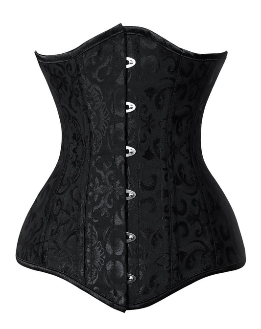 Charmian Women's 26 Steel Boned Brocade Underbust Waist Training Cincher Corset Black Large