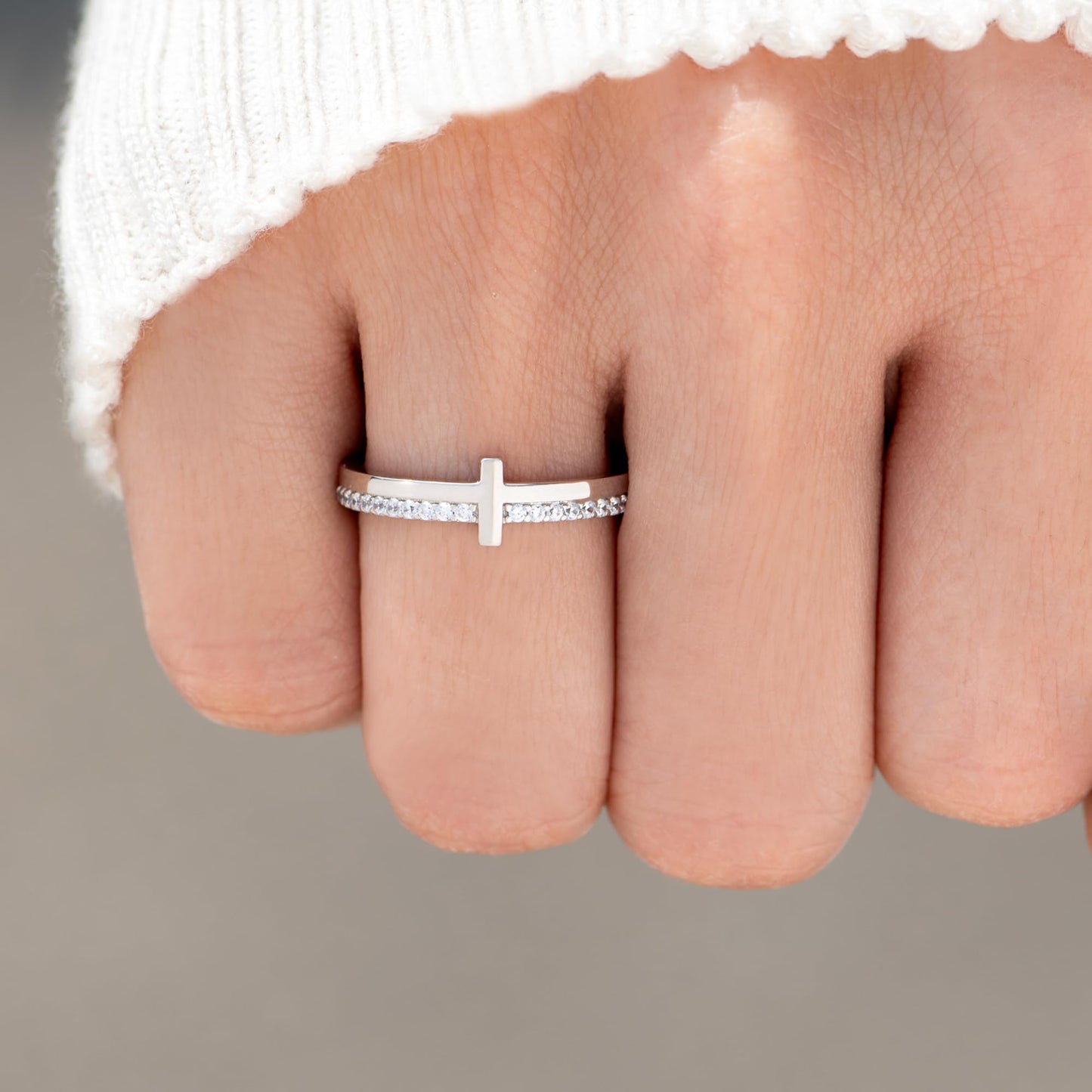 STORYJEWELLERY Sterling Silver Rings, Cross Rings for Women, Purity Ring, Christian Ring, Christian Jewelry for Women, Confirmation Gifts, Baptism Gifts, Size 11