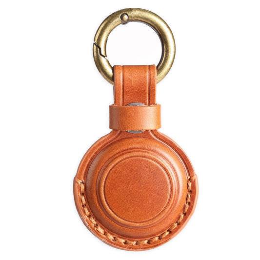 KEEPXYZ Genuine Leather Keychain Holder Compatible with Airtag 2nd & 1st Gen, Secure for Air Tag Keychain Holder Case Cover Key Chain Ring Accessories - Brown V1.0