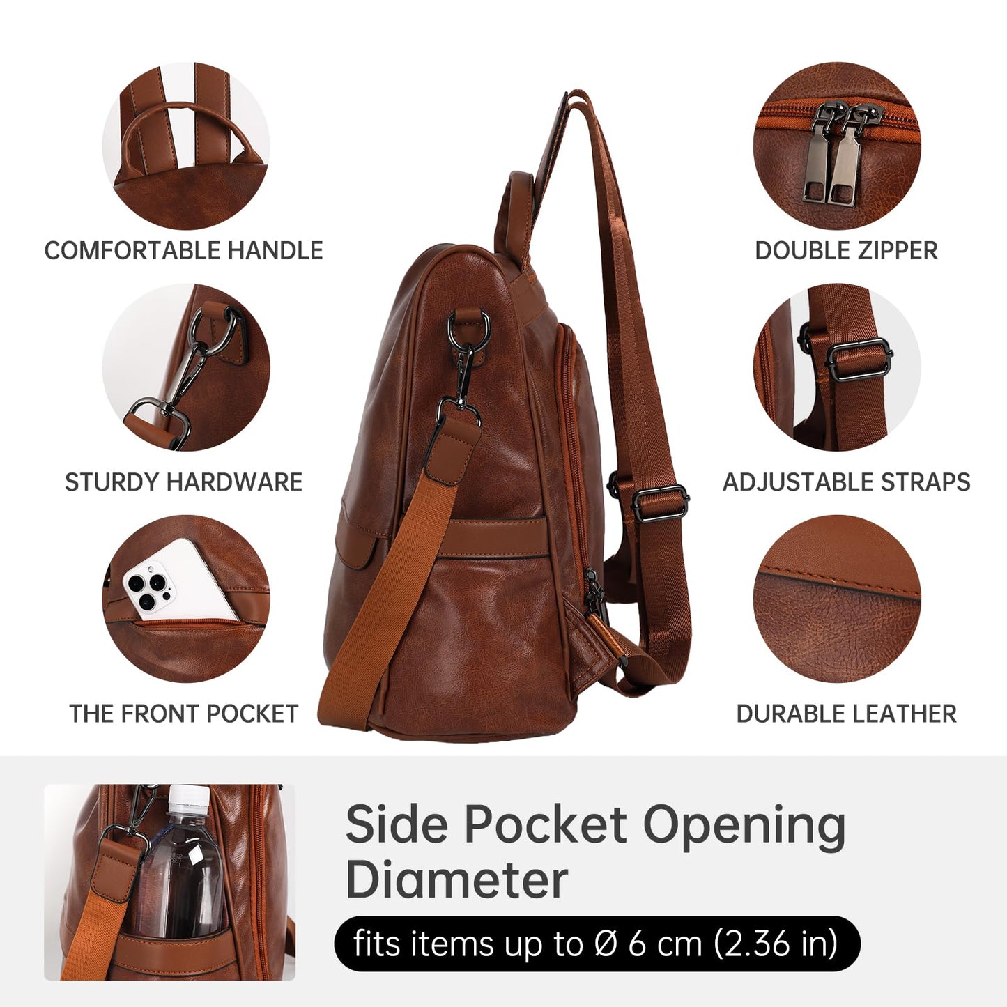 CHERUTY Women Backpack Purse PU Leather Anti-theft Casual Shoulder Bag Fashion Ladies Satchel Bags(Tan)