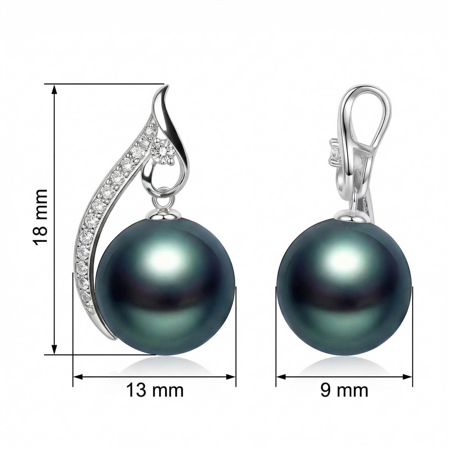 Sterling Silver Black Pearl Necklace for Women, 9-10MM Tahitian Black Pearl -Moissanite Pendant with 18+2 Inch Adjustable Chain, Valentine's Mother's Day,Gift for Mom Wife Girlfriend