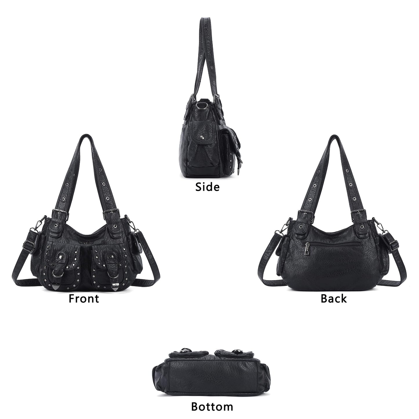 Angel Kiss Hobo Bags For Women Puses and Handbags Multi Pocket Studded Shoulder Bag Y2K Tote Bag