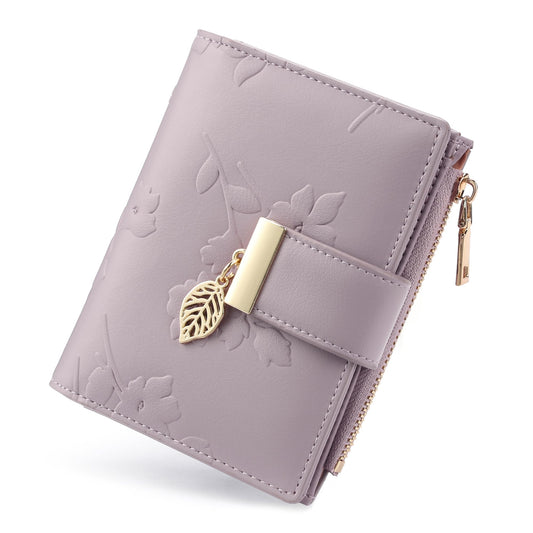 yiijay Small Wallet Women RFID Blocking Leather Bifold Wallet Credit Card Holder for Women Ladies Compact Wallet Mini Purse With Zipper Pocket
