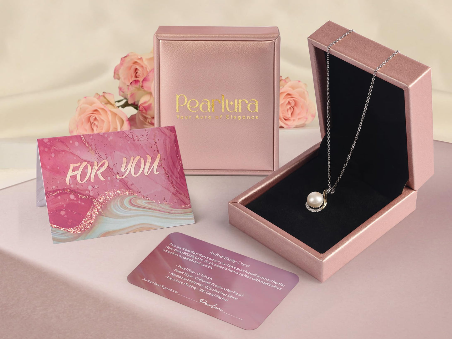 Gifts For Wife Wedding Anniversary - Mothers day gifts - AAA+ Real Pearl Necklaces For Women (18k Gold Plating 925 Sterling Silver) Mothers day necklace ideas Birthday Freshwater Pearl Necklace