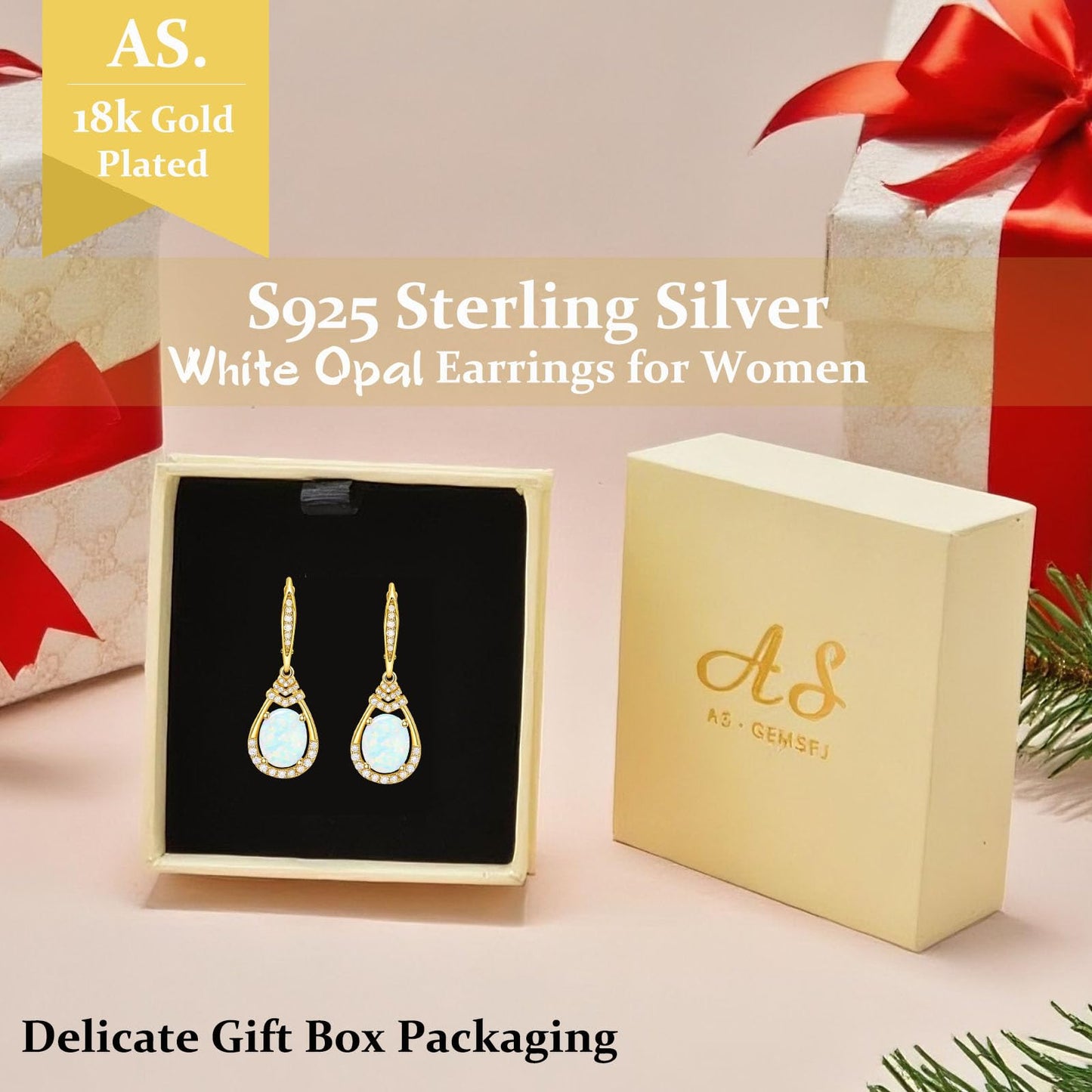Valentine's Day Gifts for Women |18K G Plated Sterling Silver Birthstone Teardrop Leverback Drop Earring for Women Lady | Wedding Jewelry Gifts for the Bride | Hypoallergenic Oval Cut CZ Earrings (Silver-10-Oct.-18k Plated-Opal)