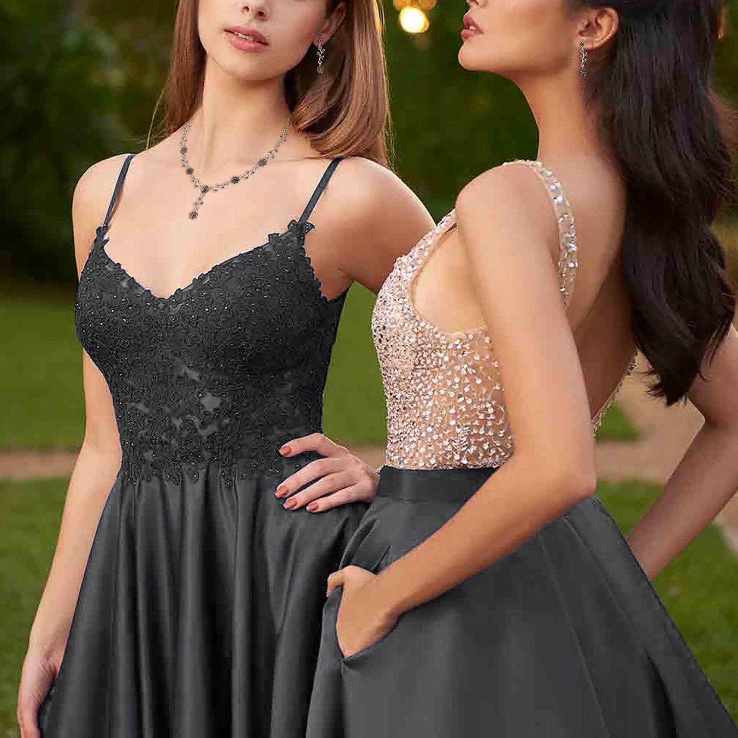 EVER FAITH Rhinestone Costume Jewelry Austrian Crystal Prom Party Feast Flower Necklace Earrings Set for Women Grey Silver-Tone