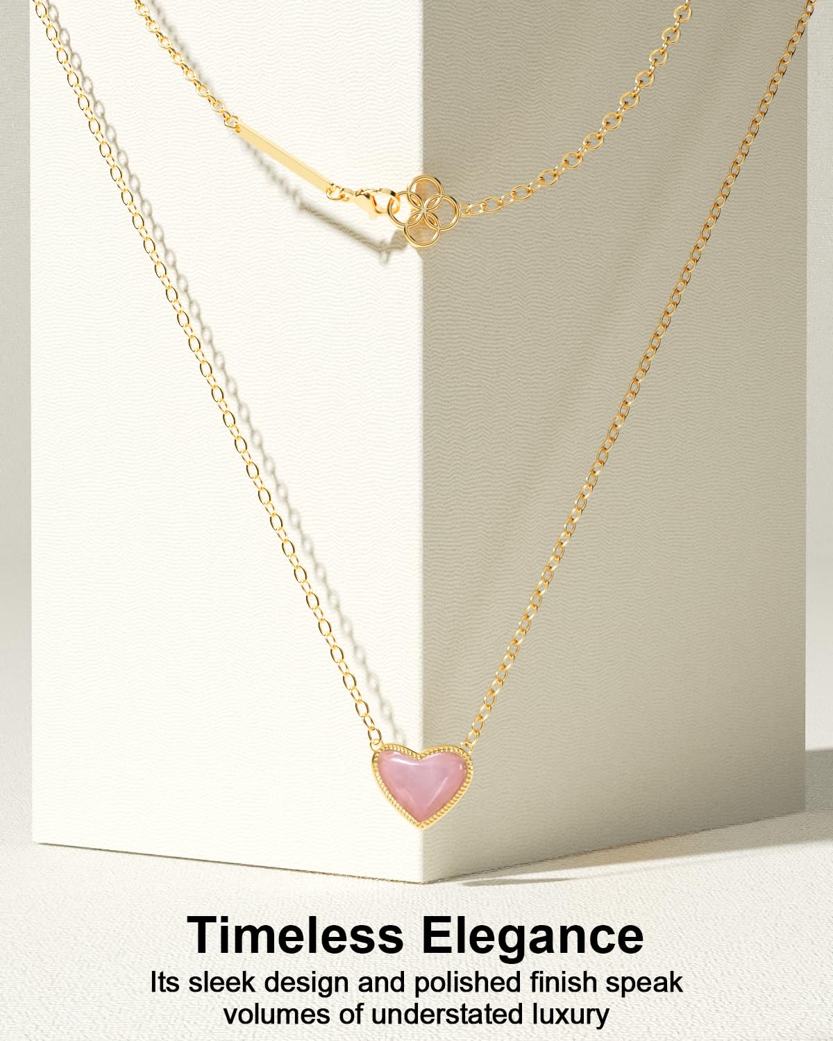AICase 18K Gold Plated Heart Pendant Necklace for Women,Fashion Dainty Simple Adjustable Length Jewelry,Anniversary Birthday Gifts for Women/MoM/Sister/Friends/Her/Wife/Grandma/Coworker_Pink