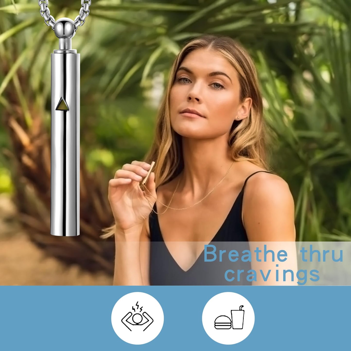 Generic Anxiety Breathe Easy Necklace Mindfulness Breathing Necklace Breathlace Stainless Steel Pendant for Natural Calm & Stress Relief (Silver T)