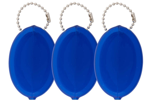 Oval Rubber Coin Purse Change Holder Made in U.S.A. For Men/Woman With Chain Pouch Made By Nabob Leather (Blue 3 Pack)