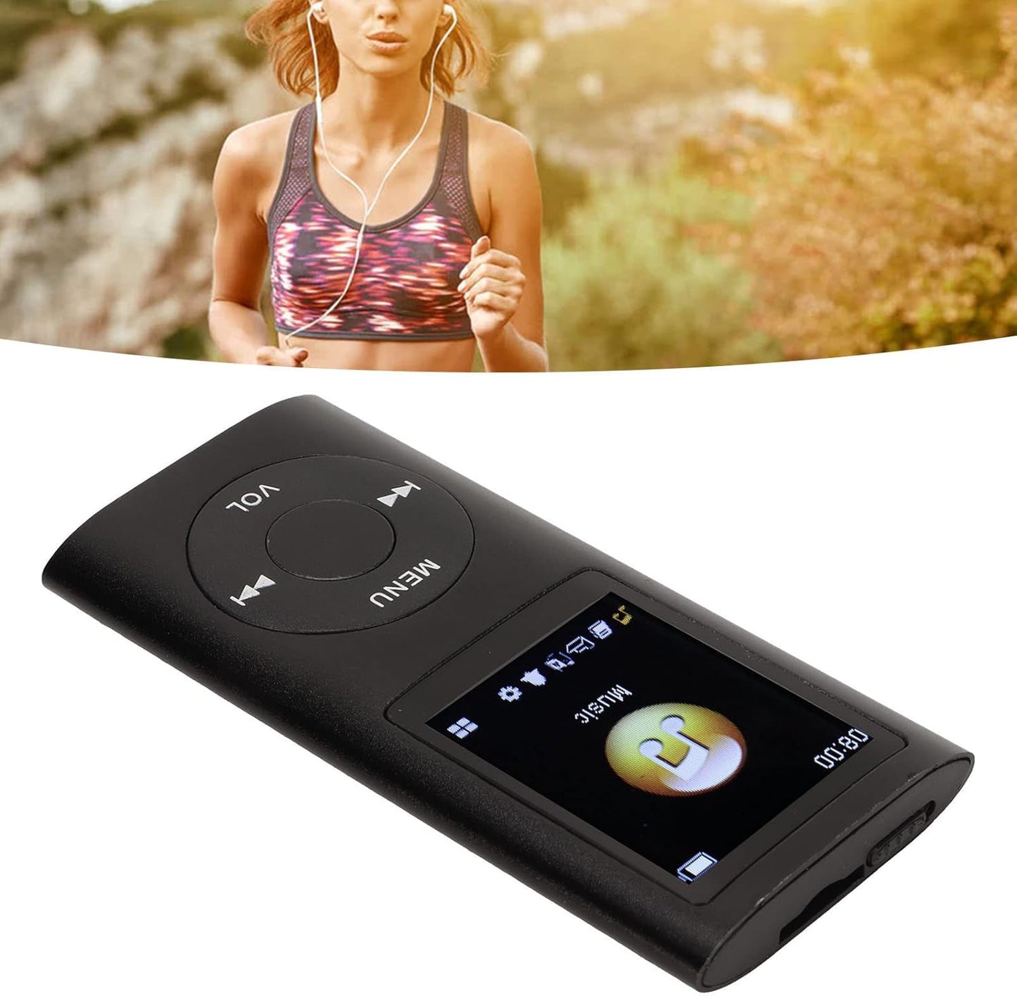 Locadence MP3 1.8 MP3 64GB Portable Player, Slim Stylish Multifunctional Music Player with LCD Screen, Aluminum Alloy