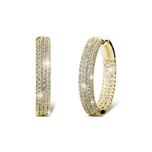 TOPGRILLZ Iced Out Hoop Earrings Cubic Zirconia Huggie Cartilage Cuff Hypoallergenic 14K Gold Plated Luxury Fashion Round Circle Earrings For Women-29mmGold