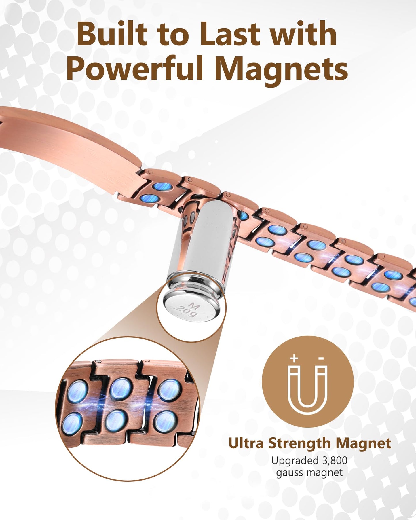 Feraco Copper Cross Bracelet for Men,Magnetic Therapy Cooper Bracelets with Magnets, Men's Christian Jewelry for Anniversary Father's Day