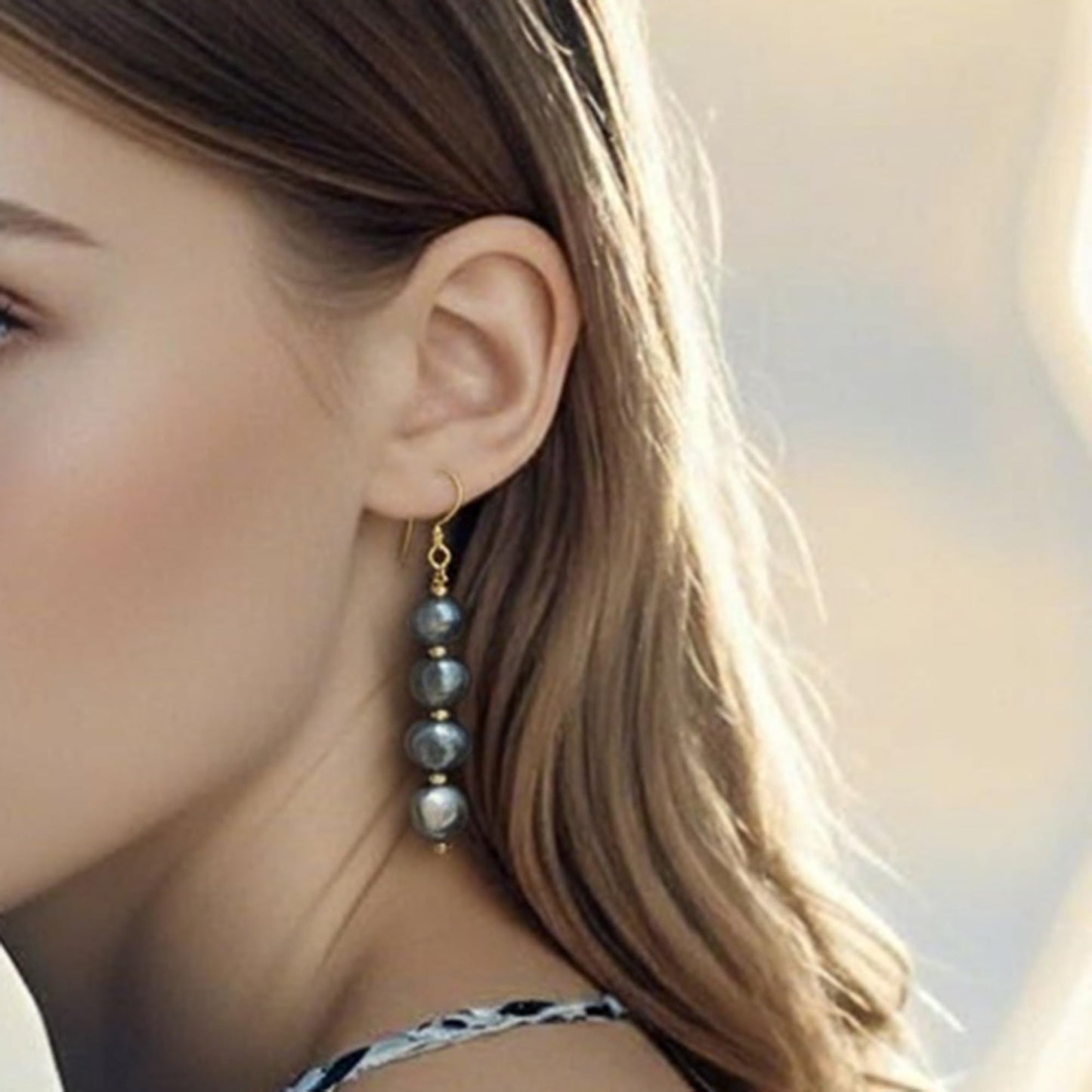 Handmade Tahitian Baroque Seawater Black Pearl Drop Earrings for Women , Black Pearls Dangle Earrings Hypoallergenic , Trendy Formal Jewelry Gifts for Wedding, Bridal & Special Occasion Valentines'day Mother's Day Back-to-school Gifts