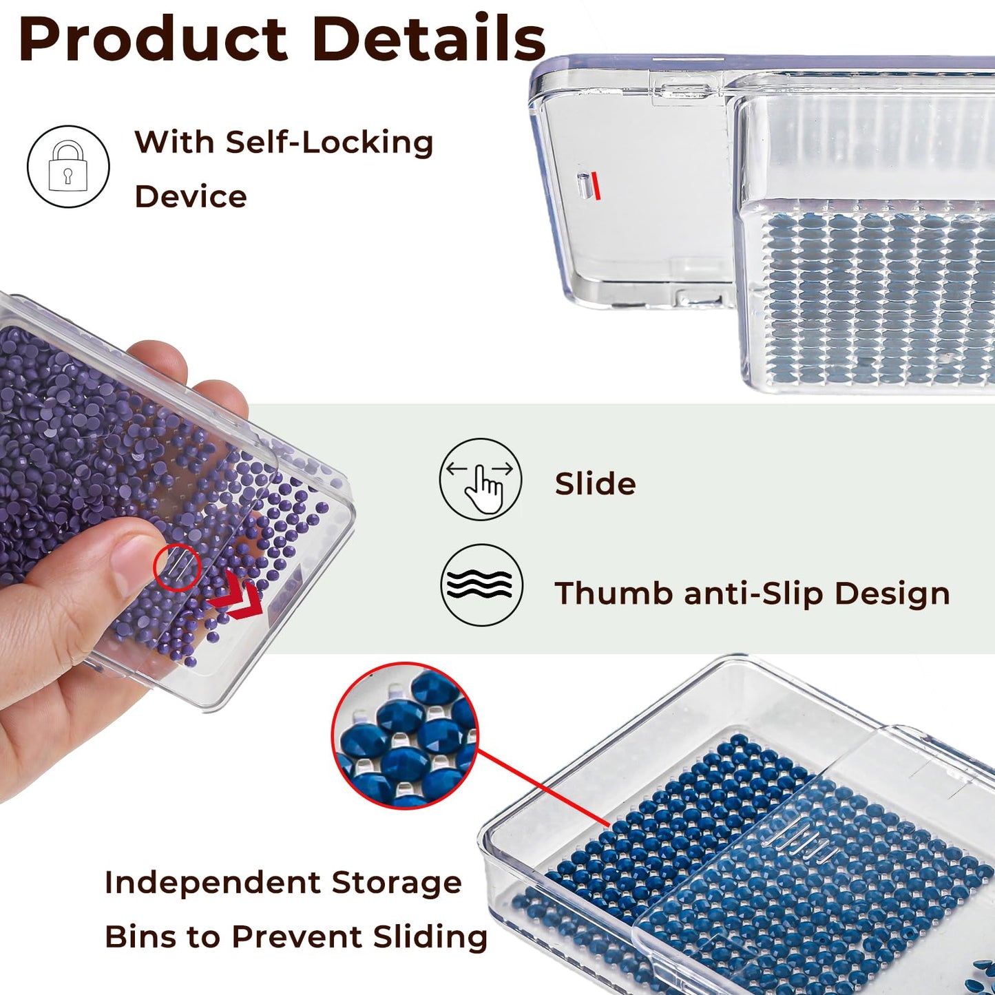 45 Pcs Diamond Storage Containers,Diamond Painting Sliding Trays ,Stackable Diamond Art Trays , 2-in-1 Art Carft Storage Box Set Line-Up for Diamond Accessories ,Bead and Jewelry (Transparent/45Pcs)