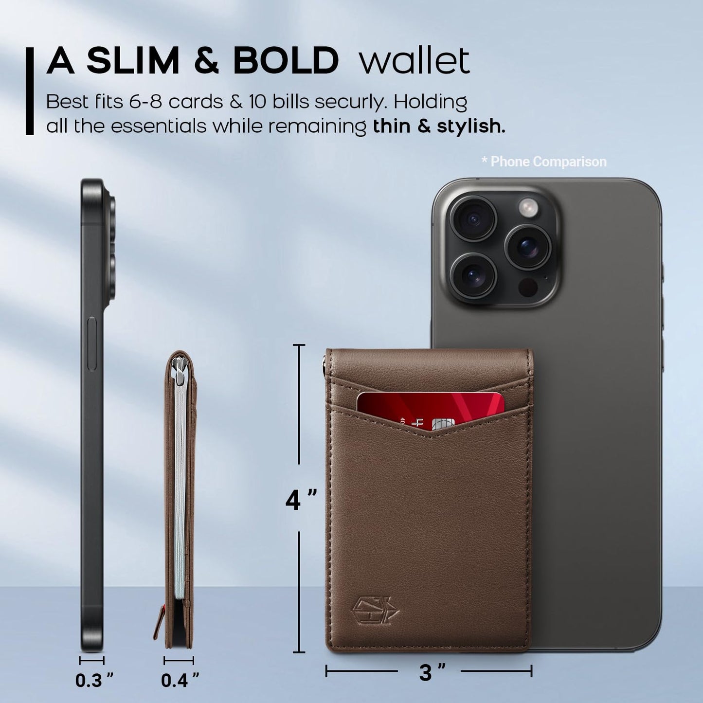 Zitahli Wallet for Men-6 Slots ID Window-Mens Wallets-Slim Wallet Classic Spring Money Clip RFID Blocking-Gift for Men