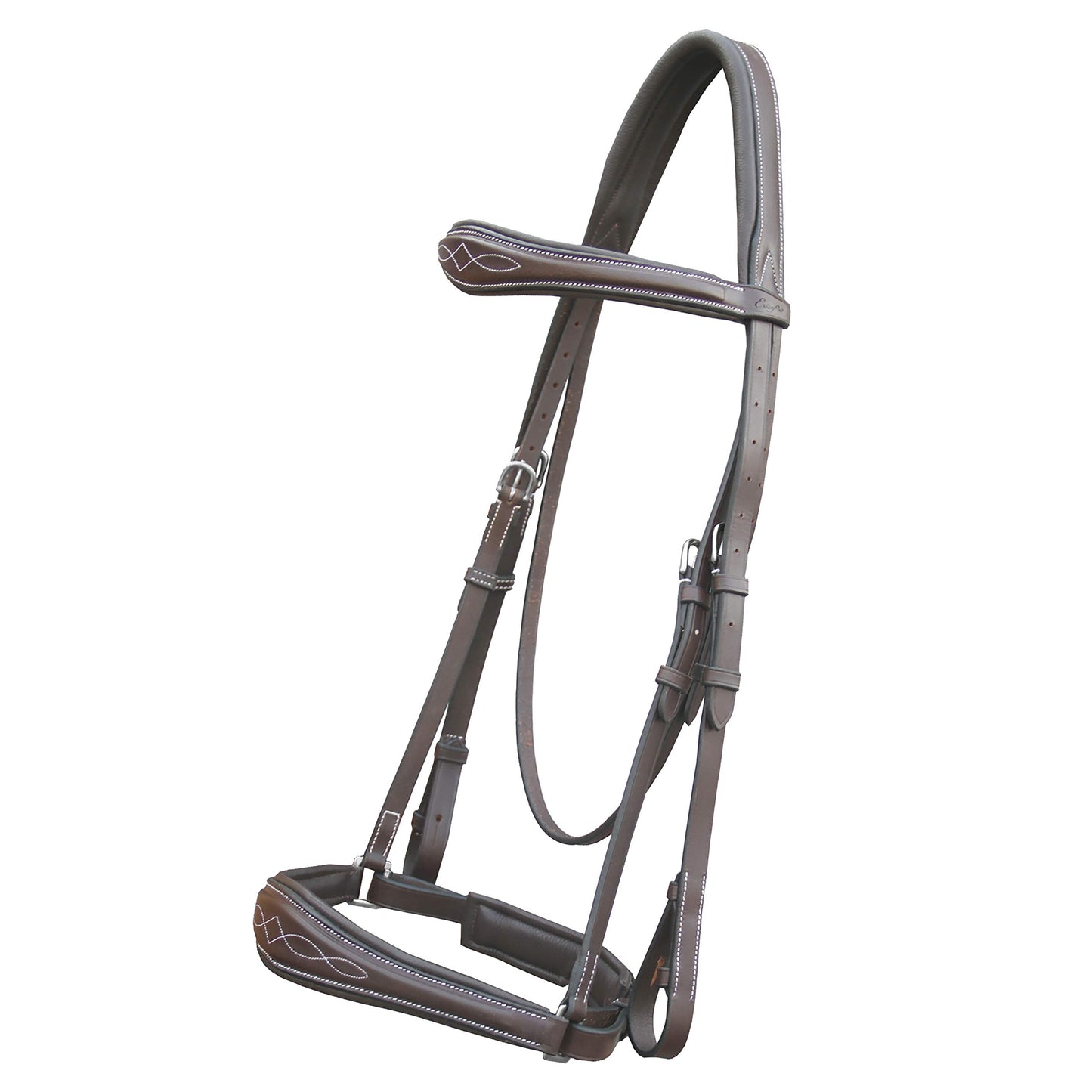 Exion Dressage Bridle for Horses – Anatomical Leather Bridle with Padded Noseband & Browband | Includes Web Reins with Hand Stoppers | Black & Brown | Cob, Full, Pony & Warmblood Sizes