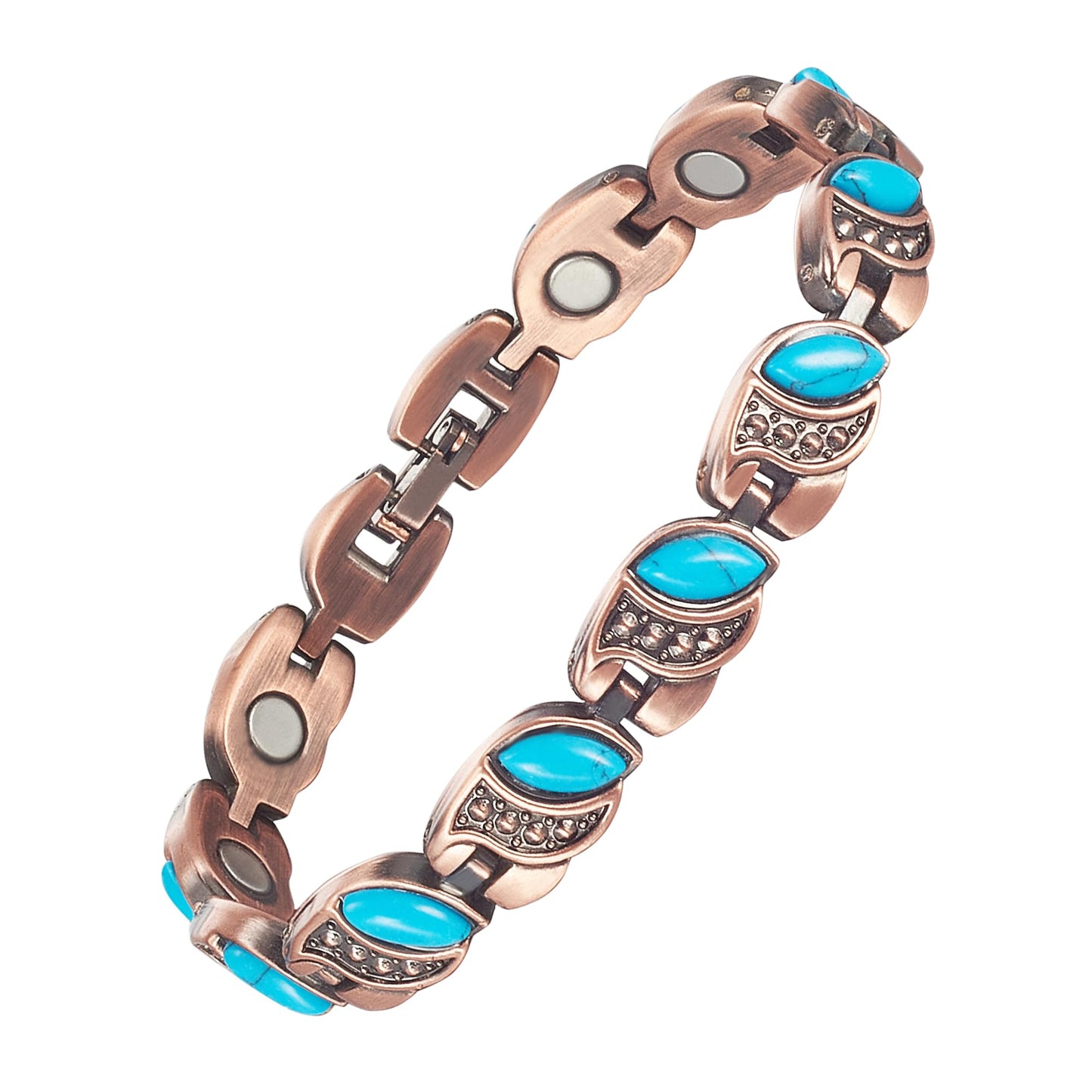 MagVIVACE Women Copper Magnetic Bracelet for Arthritis, Pure Copper Jewelry, Lymph Detox Bracelets with 3500 Gauss Magnet(C)
