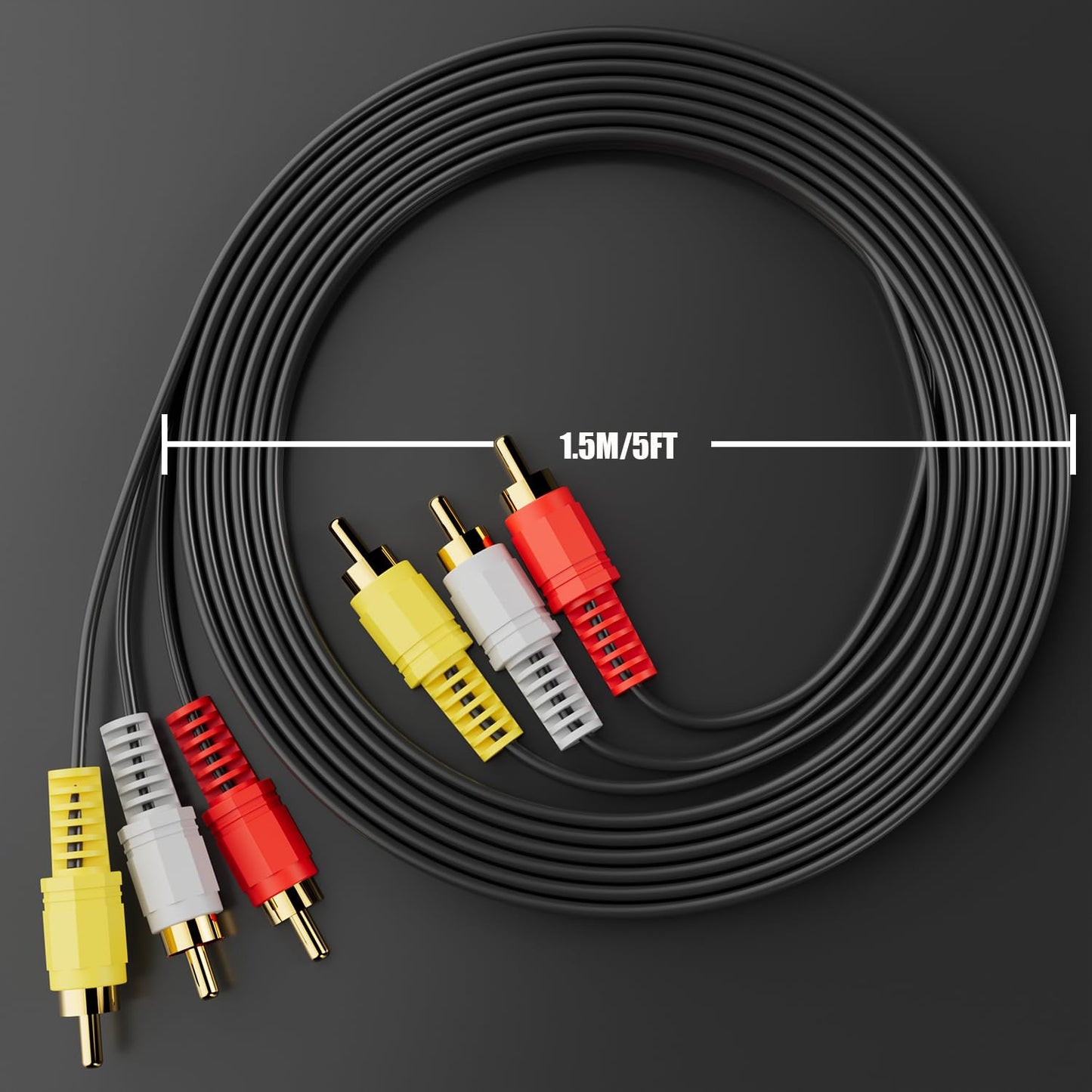 Eanetf 3RCA 24K (5ft-2pcs) RCA Cables, Cable Audio Video Gold Plated Connecting Audio Video Components AV Male to Male