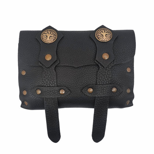 Lord of Battles Full Grain Leather Belt Bag for Men & Women | Handmade Medieval LARP Pouch with Buckle for Cosplay & Renaissance Fair (Adventurer Leather Bag)