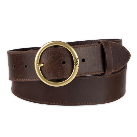 Levi's Women's Round Centerbar Sliding Loop Belt, Dark Brown, Small