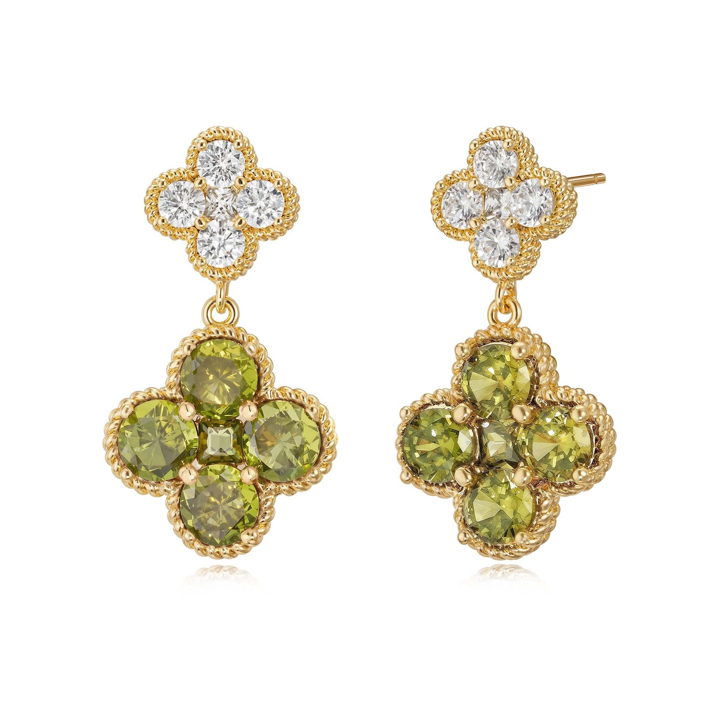 MTMY Dangle Earrings for Women 14K Gold Plated Four Leaf Clover Dangling Drop Birthstone Stud Earrings Trendy Flower Birthstone Jewelry Birthday Gifts(August)