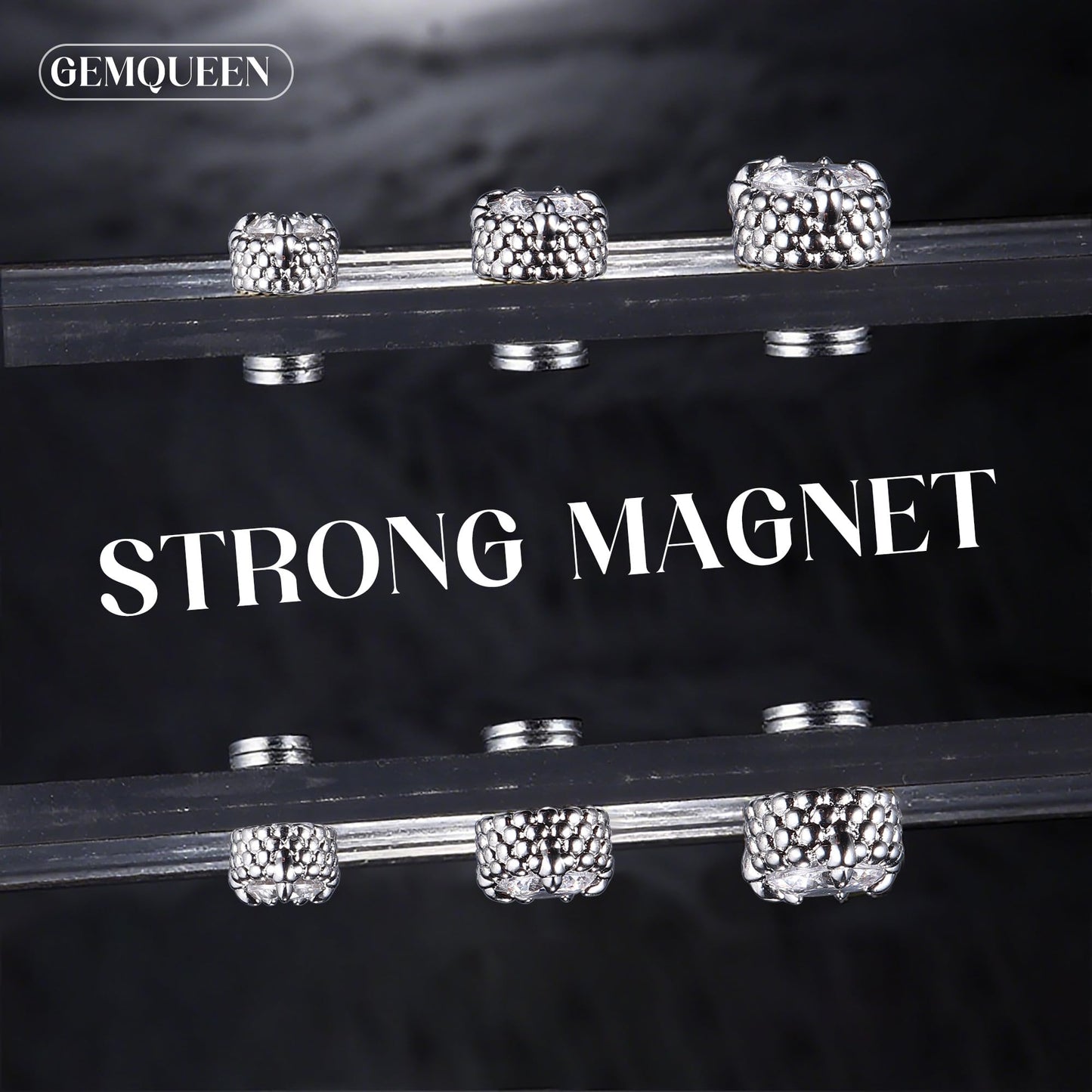 GEMQUEEN Magnetic Earrings for Men Women - 5A Shiny CZ Dragon Claw Punk Hypoallergenic Stainless Steel Non Piercing Clip on Fake Earrings Studs Silver 8MM Not Easy to Fall